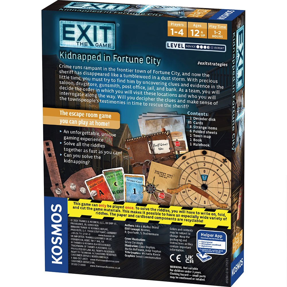 EXIT: Kidnapped in Fortune City - Escape Room Board Game for Adults & Teens - Mystery Adventure Game Night - Perfect for Parties & Family Game Nights