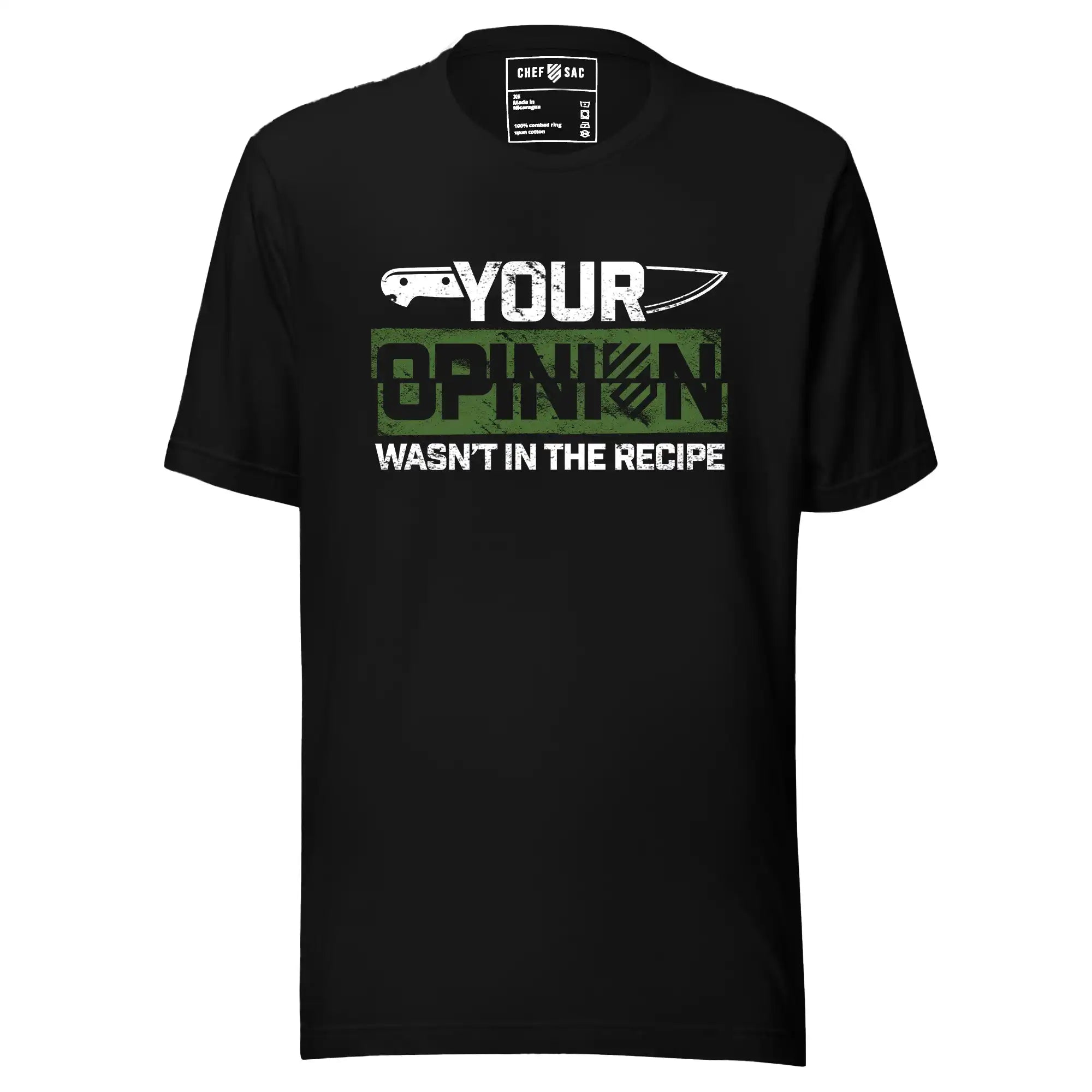 Your Opinion Wasn't in the Recipe T-Shirt - Funny Cooking Sarcasm Tee for Chefs & Bakers - Perfect for Kitchen, BBQ Parties & Food Lovers