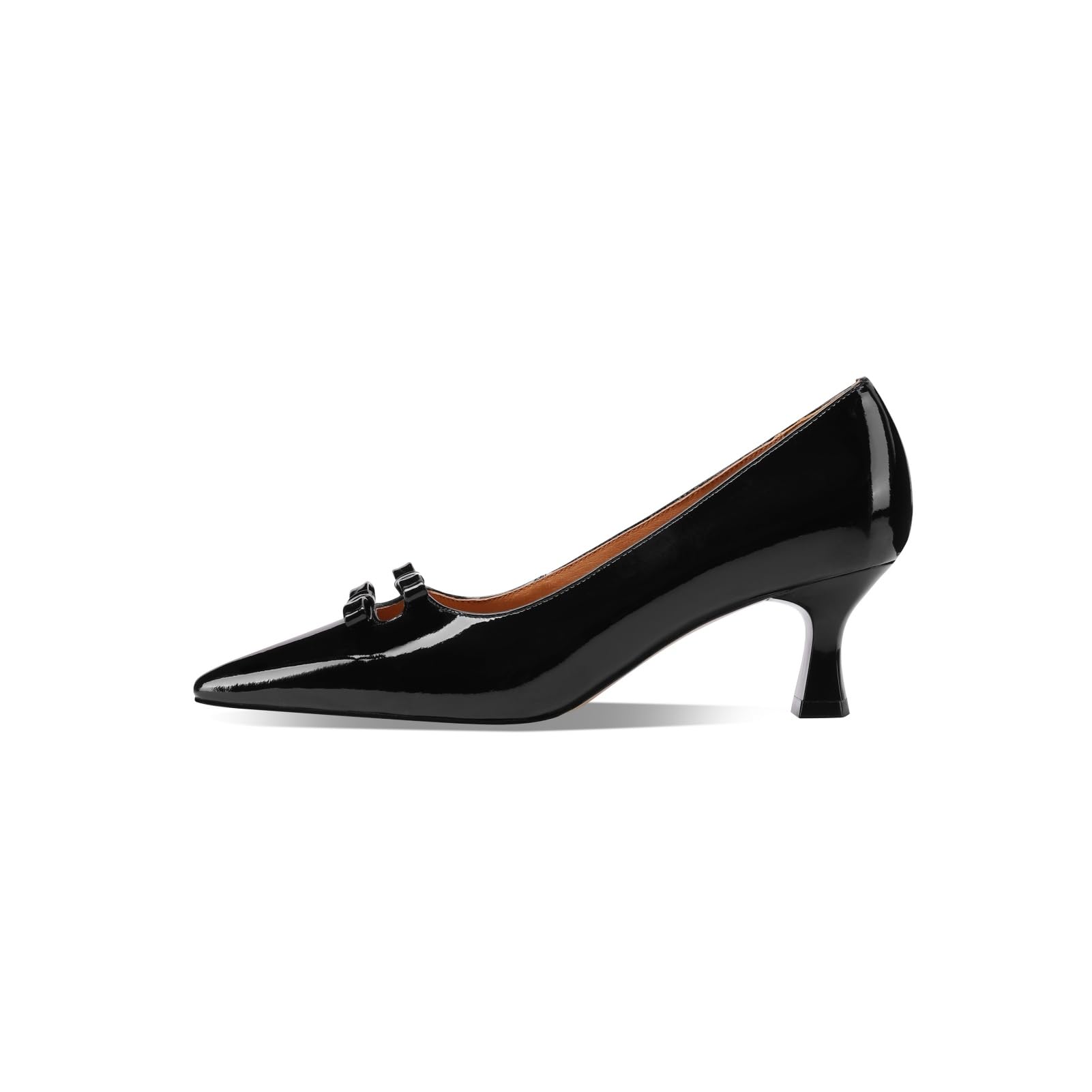Stylish Patent Leather Pointed Toe Pumps with Bowknots - Women's Mid Heel Dress Shoes for Work, Party & Special Occasions