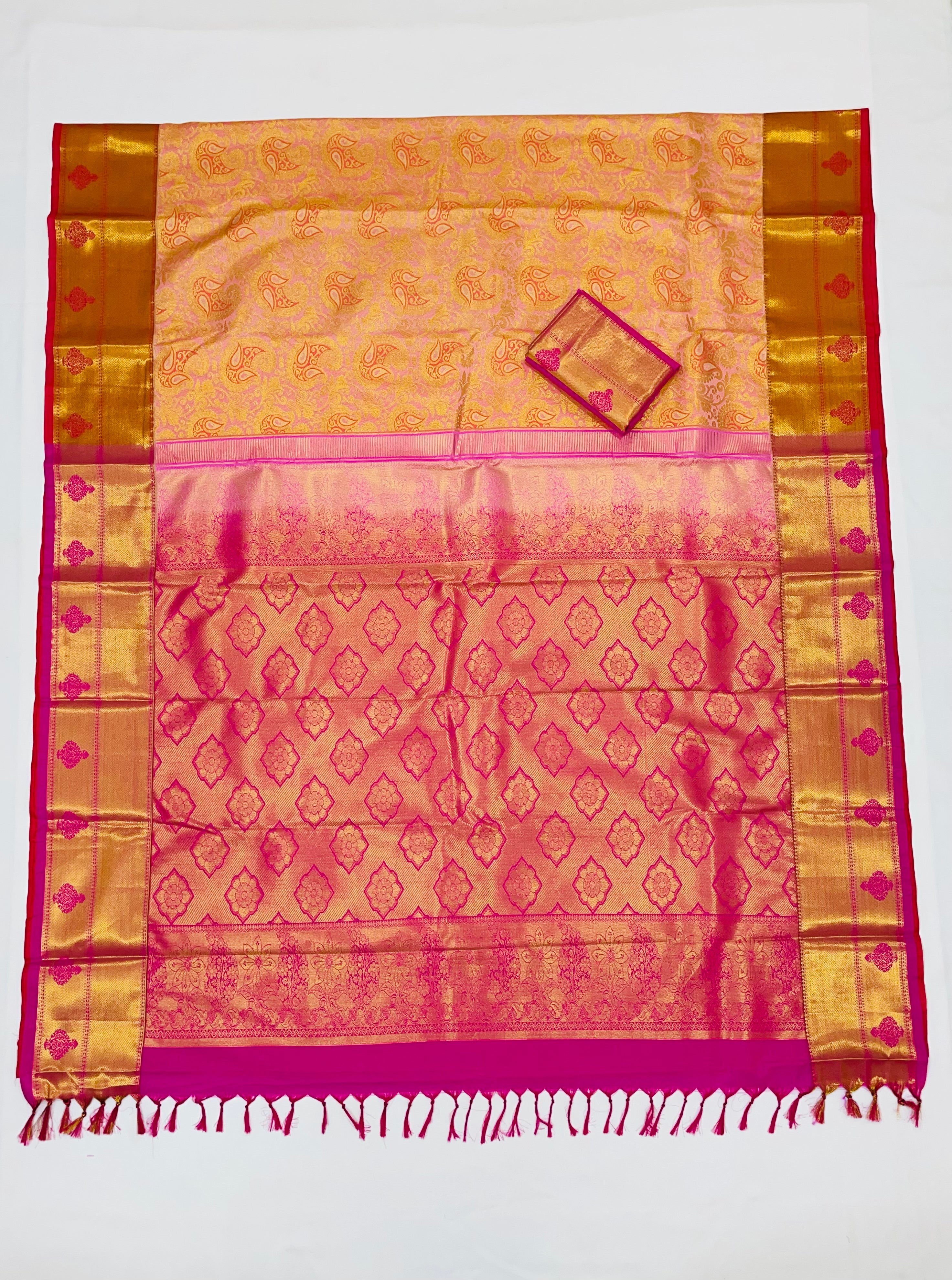 Elegant Light Pink Pure Kanchi Silk Saree for Women - Perfect for Weddings, Parties & Festive Occasions