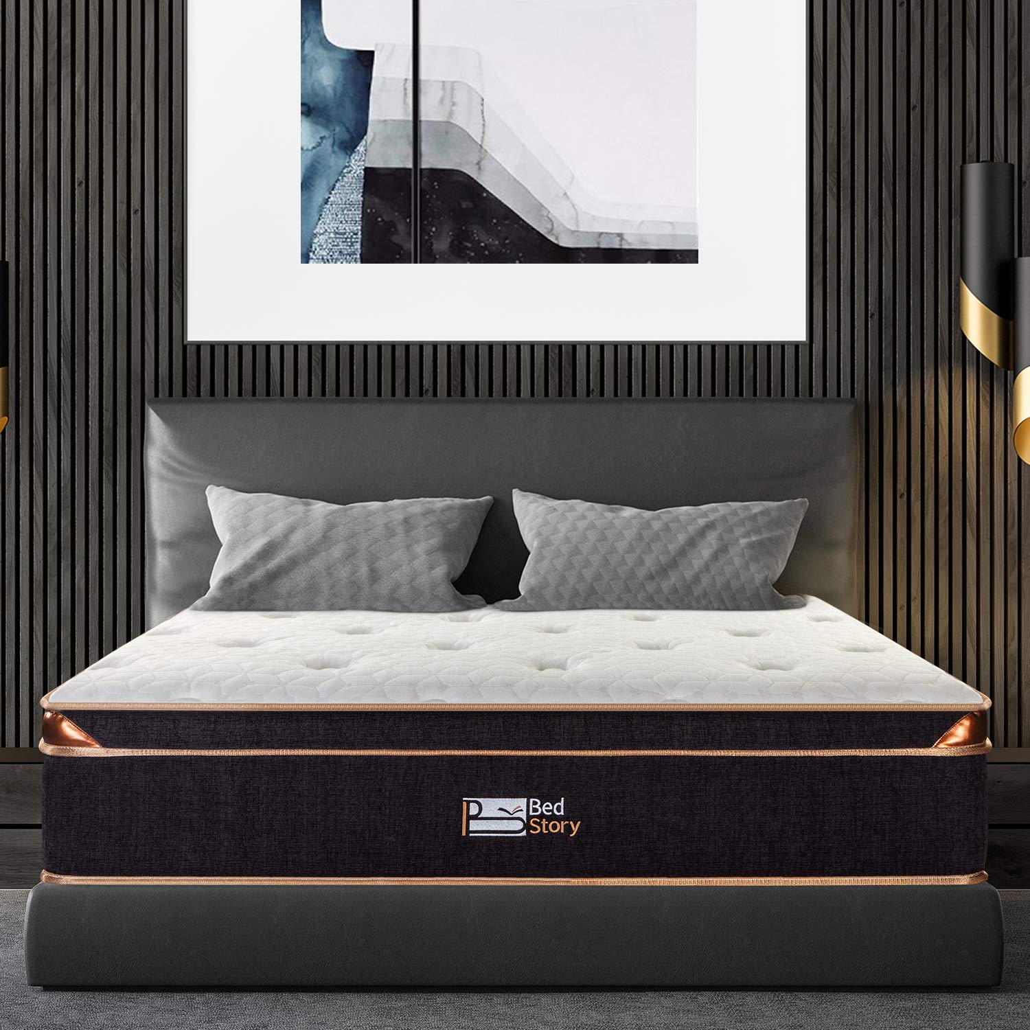 BedStory 10'' Hybrid Mattress - Medium Firm Support, Twin Size, Black - Perfect for Back Pain Relief & Comfortable Sleep