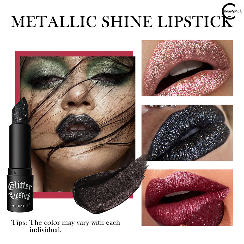 MLSMILE Glitter Shine Lipstick - Long Lasting Moisturizing Lipstick with High Pigment, Vegan & Cruelty Free - Perfect for Parties, Date Night & Special Occasions