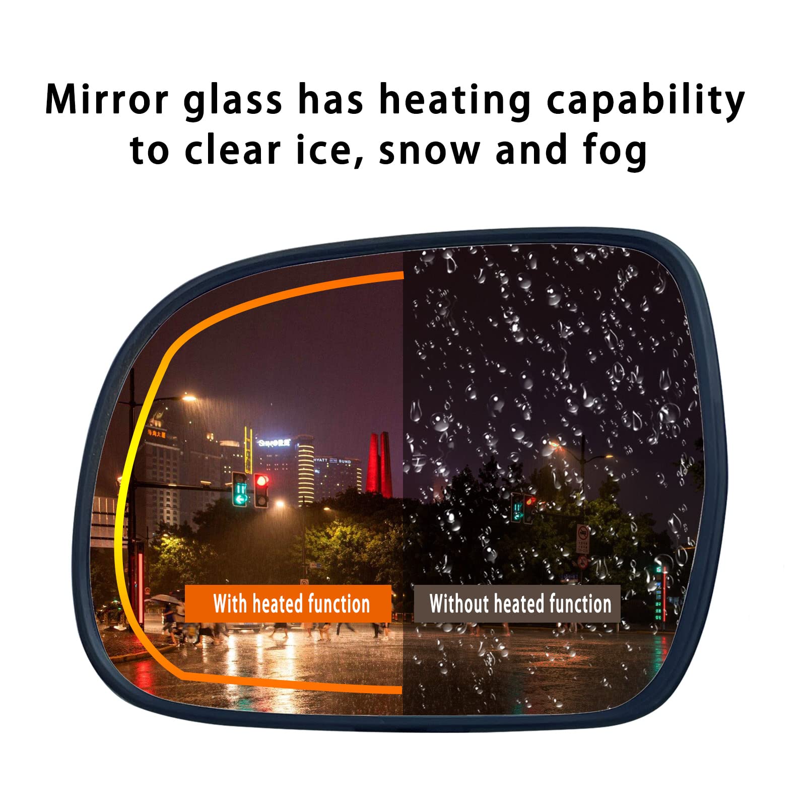 Power Heated Driver Side Mirror Glass Replacement for 2004-2009 Lexus RX330 RX350 RX400h - Left Convex Exterior Mirror with Backing Plate & Holder - Perfect for Winter Driving and Enhanced Visibility