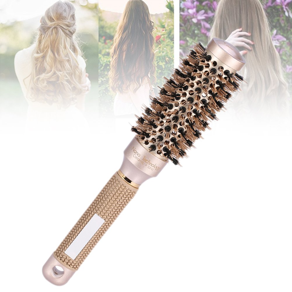 32mm Round Ionic Ceramic Nano Hair Brush - 4D Styling for Drying, Curling & Smoothing | Perfect for Home & Salon Use
