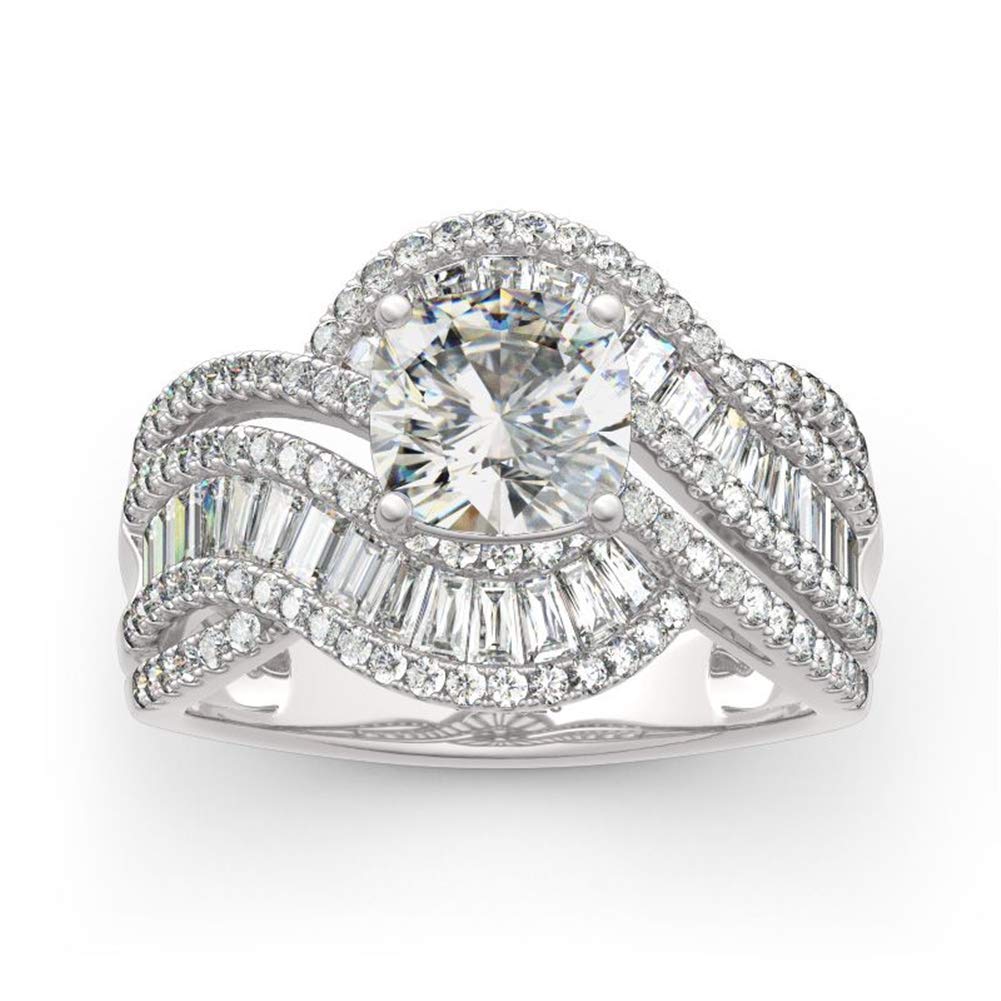 6 Carat Halo Cushion Cut Engagement Ring - 925 Sterling Silver Vintage Wedding Band with Cubic Zirconia - Anniversary Promise Ring for Women - Perfect for Proposals, Weddings & Special Occasions - Comes with Jewelry Gift Box