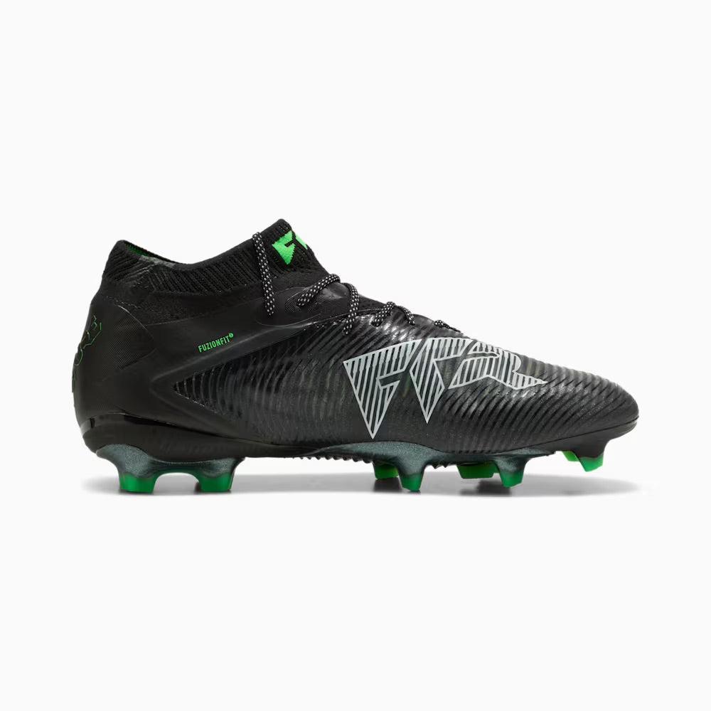 Puma Future 8 Ultimate FG Football Boots for Men - Black/Grey/Fluo Green Soccer Cleats - Lightweight & Comfortable for Professional Matches & Training Sessions