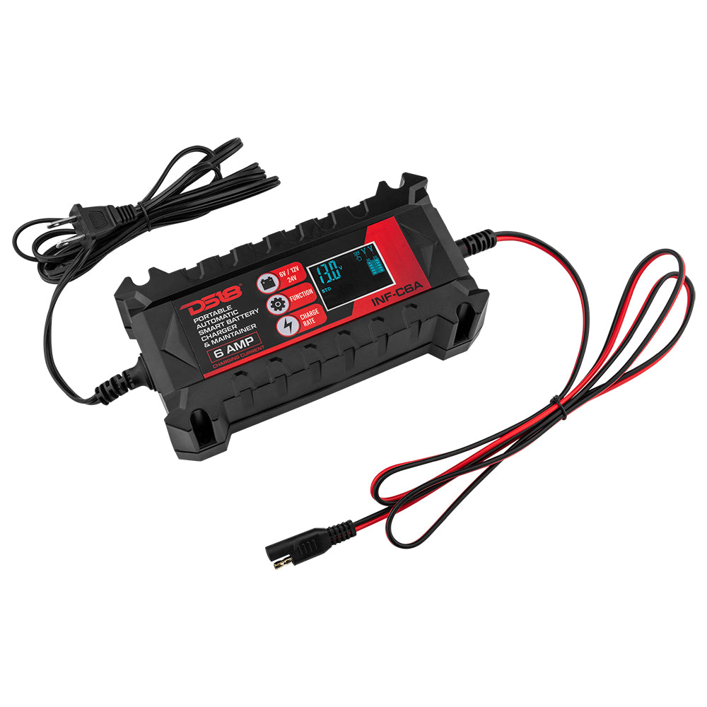 6 AMP Automatic Smart Lithium & AGM Car Battery Charger Maintainer - Perfect for Cars, Motorcycles, RVs & Marine Vehicles - Keep Your Battery Charged Year-Round