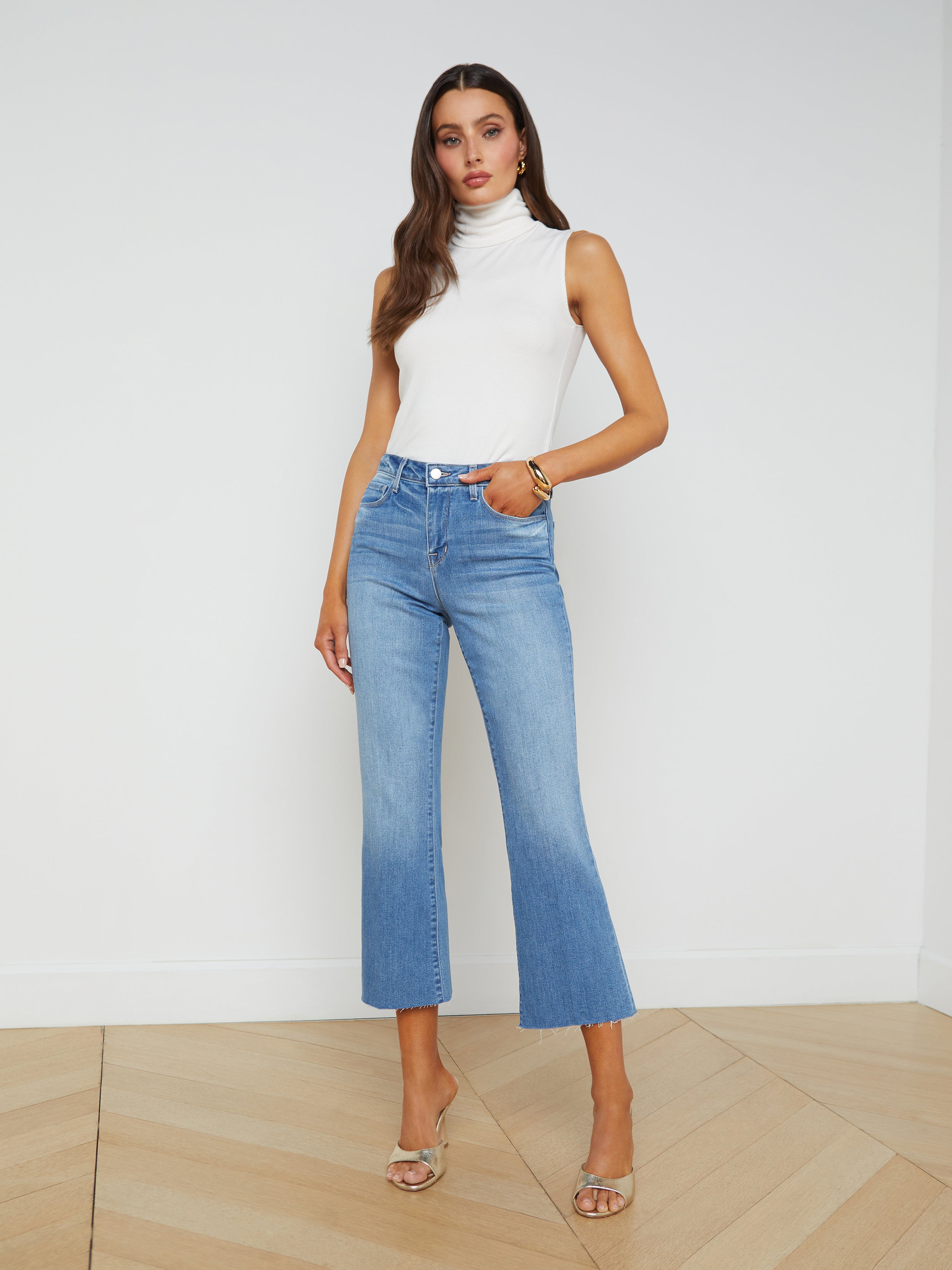 Kendra Cropped Flare Jeans for Women - High Waisted Stretch Denim Pants, Vintage Style Bootcut Jeans | Perfect for Casual Outfits, Date Nights & Office Wear