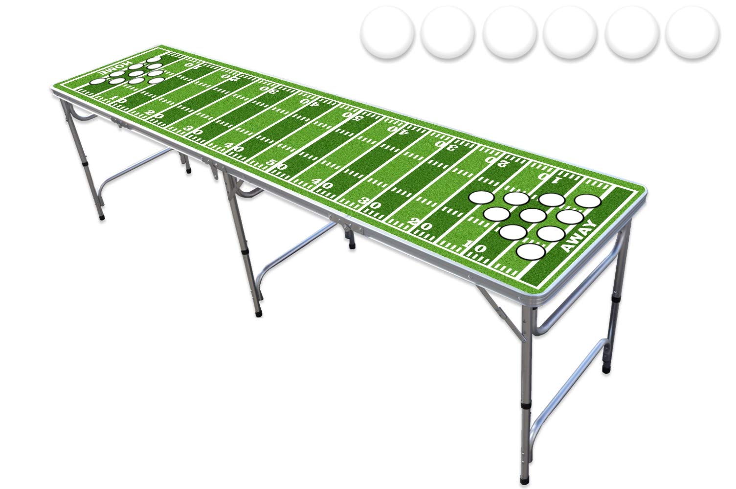 Professional 8-Foot Beer Pong Table with Cup Holes - Football Field Design for College Parties, Tailgating & Outdoor Games