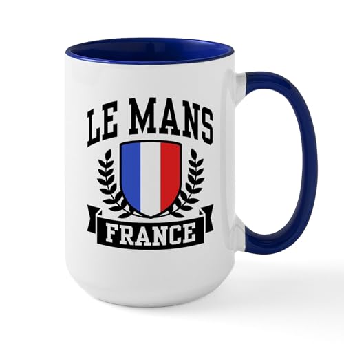 White/Navy Inside - Le Mans France Large Mug