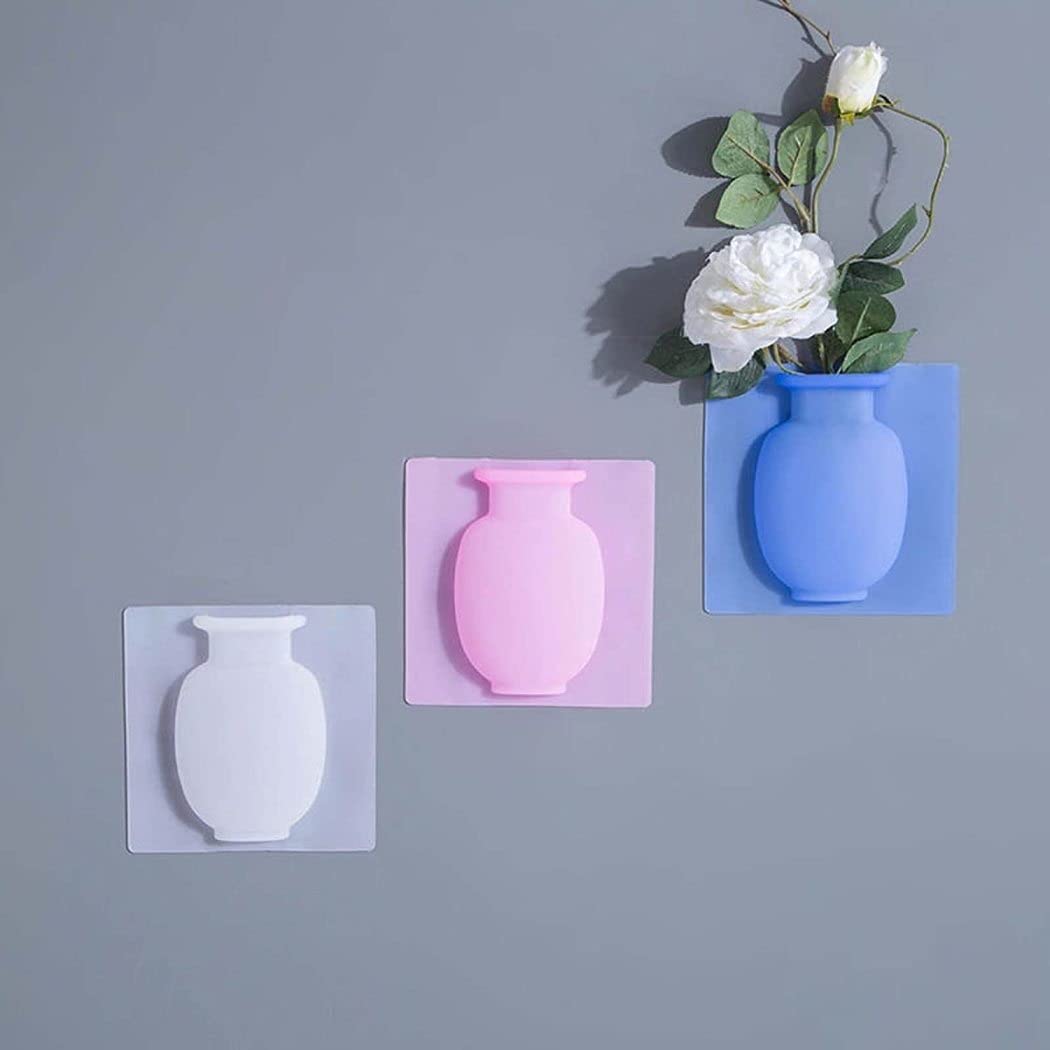 BFSJ 3-Piece Detachable Magic Silicone Vase Set - Reusable Wall Mounted Soft Vases for Home, Window & Refrigerator Decor | Perfect for Living Room, Kitchen & Office Decoration