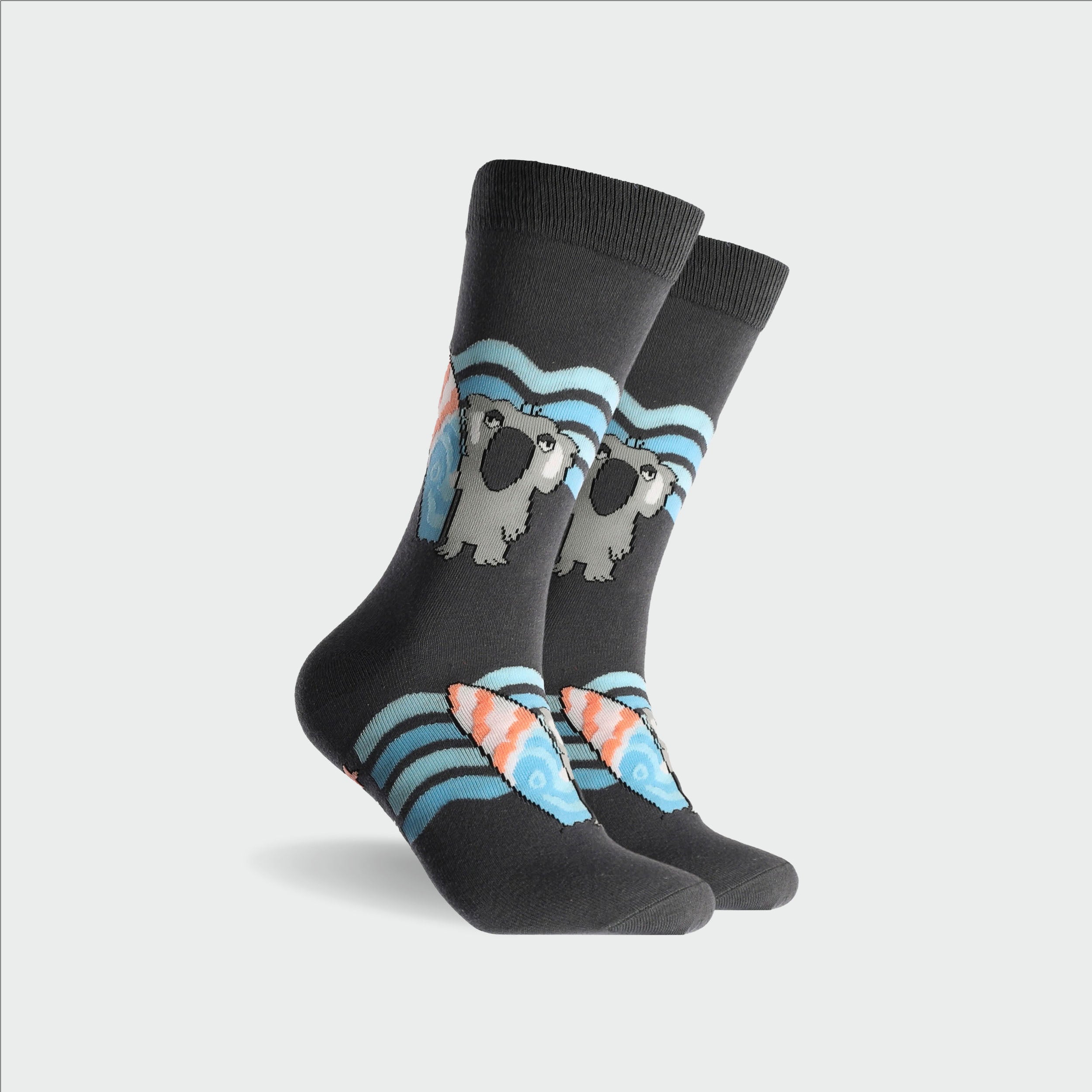 Premium Men's Koala Cotton Crew Socks - Soft & Breathable Charcoal Grey Casual Socks for Everyday Wear, Work & Outdoor Activities