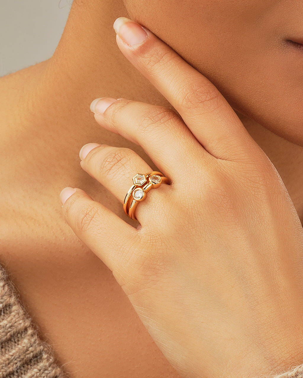 Lou Triple CZ Ring for Women - Elegant Cubic Zirconia Fashion Jewelry - Perfect for Parties, Weddings & Everyday Wear