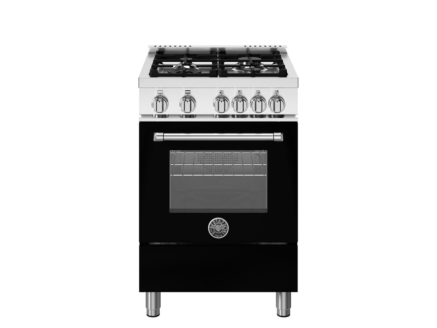 Bertazzoni MAS244GASNEV 24 Inch Professional Gas Range - 4 Burner Cooktop, Matte Black Finish | Perfect for Home Kitchens & Gourmet Cooking