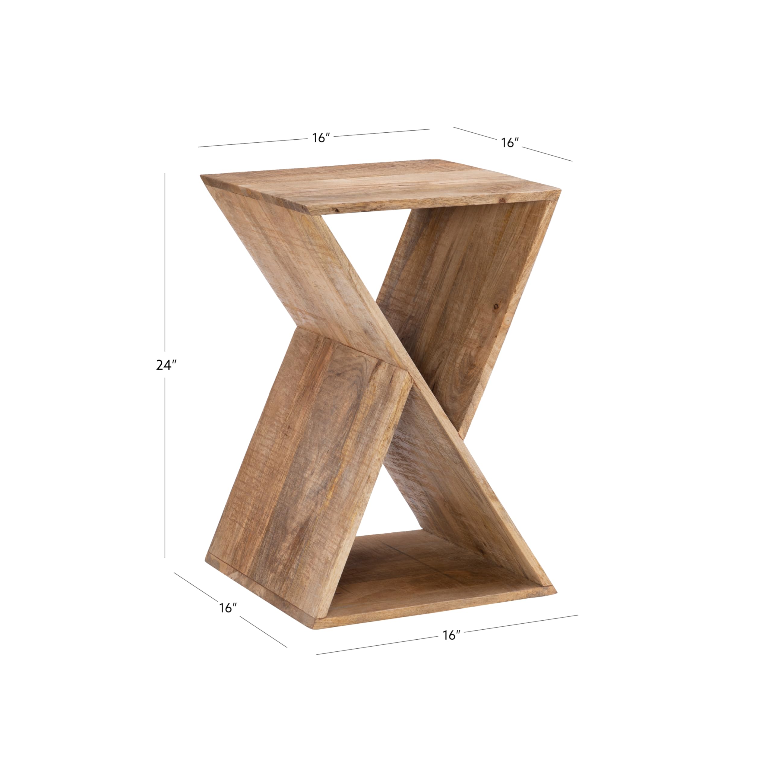 Natural Mango Wood Triangle Side Table by Powell - Rustic End Table for Living Room, Bedroom & Patio - Handcrafted Karlon Design Coffee Table with Sturdy Wooden Frame