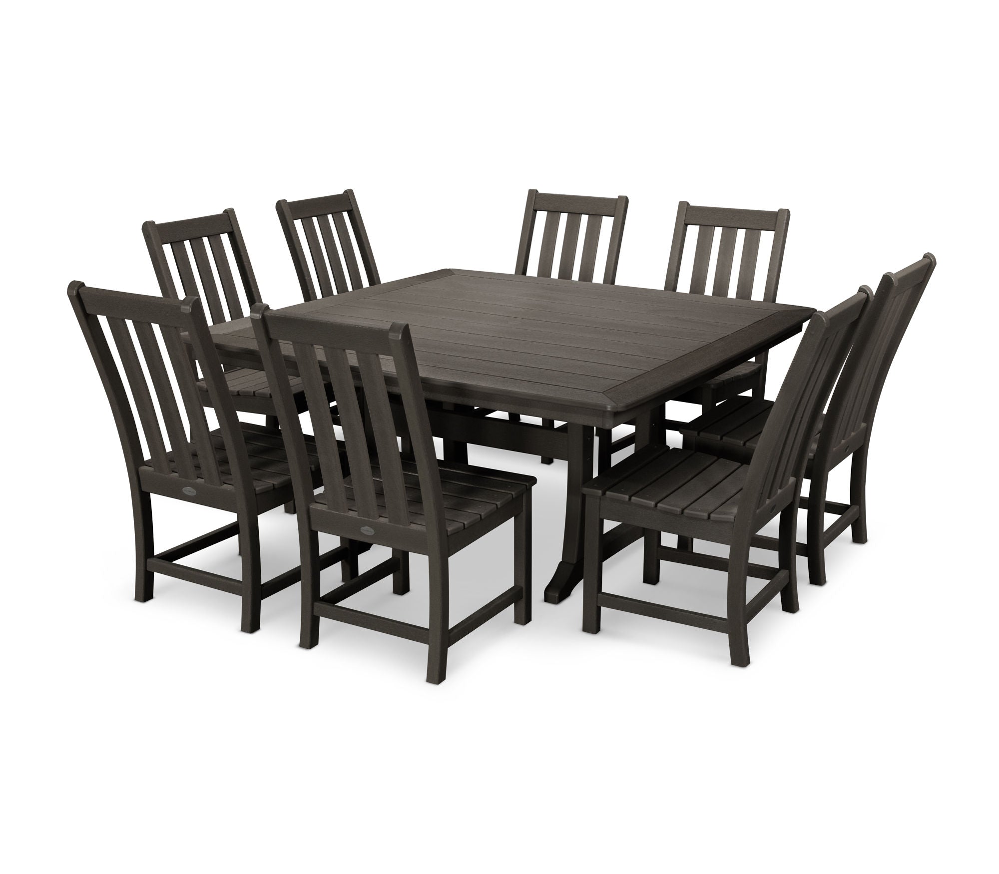 POLYWOOD Vineyard 9-Piece Outdoor Dining Set - Patio Furniture for Backyard, Poolside & Garden - Durable All-Weather Resin Wicker