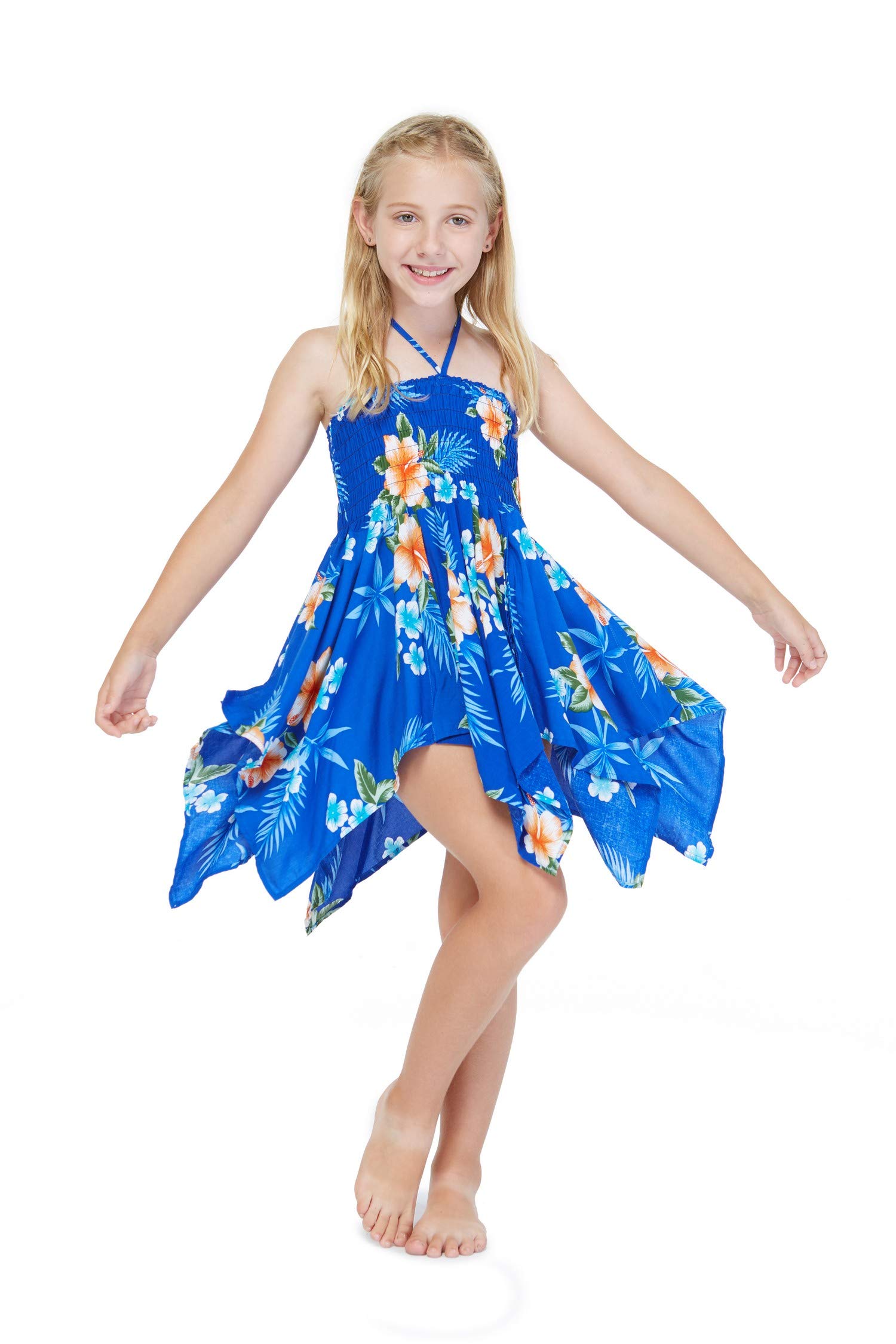 Hawaiian Luau Matching Outfits for Boy and Girl Siblings - Tropical Hibiscus Print Gypsy Costumes for Beach Party, Family Vacation & Photo Shoots
