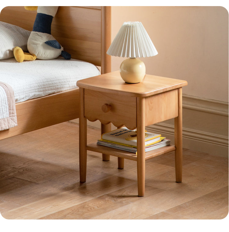 Solid Wood Nightstand - Beech or Oak Bedside Table for Bedroom, Modern & Rustic Home Decor, Durable & Stylish Furniture for Small Spaces