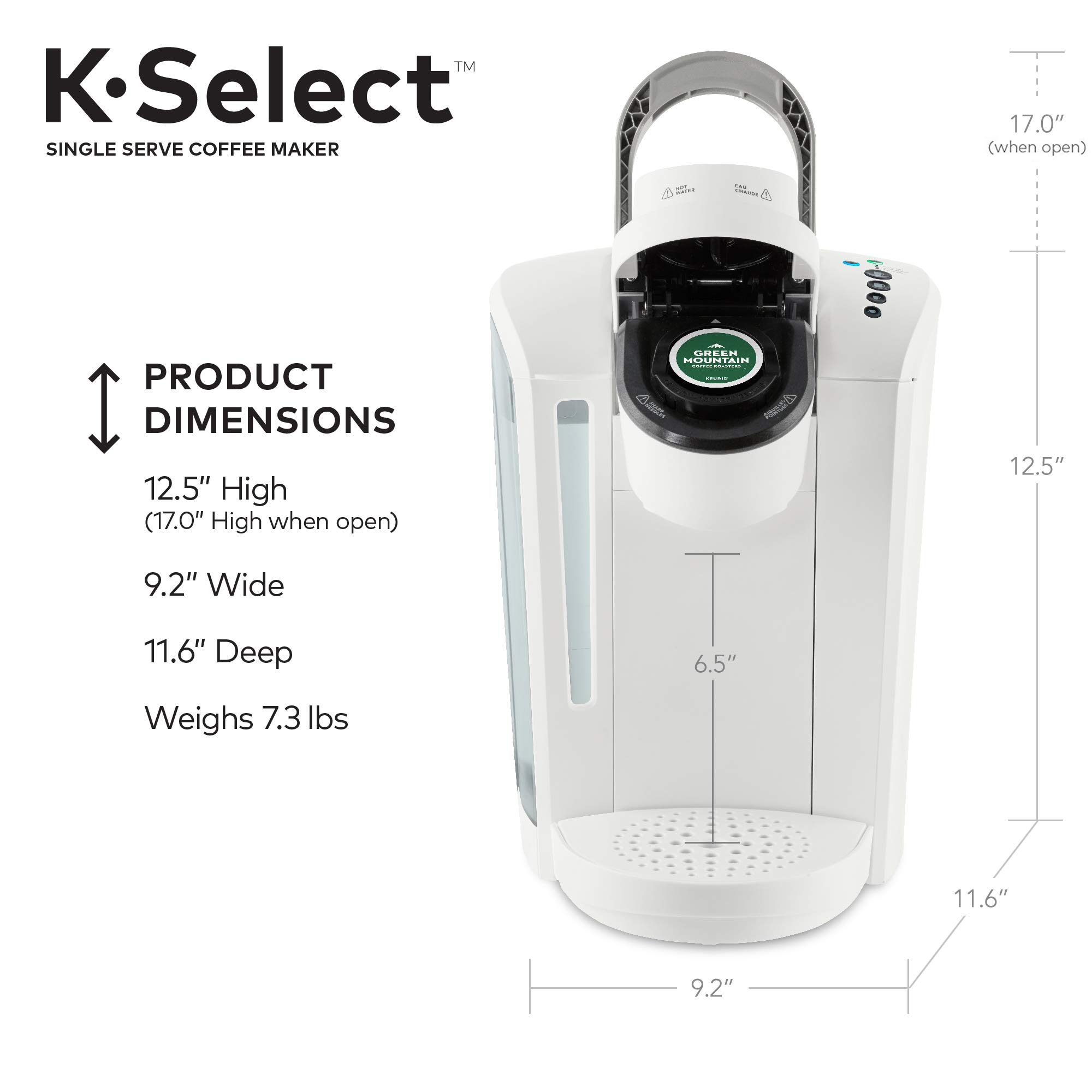 Keurig K-Select Single-Serve K-Cup Pod Coffee Maker for Home & Office - Compact & Fast Brewing, Matte White Finish - Perfect for Morning Coffee, Small Kitchens & Workspaces