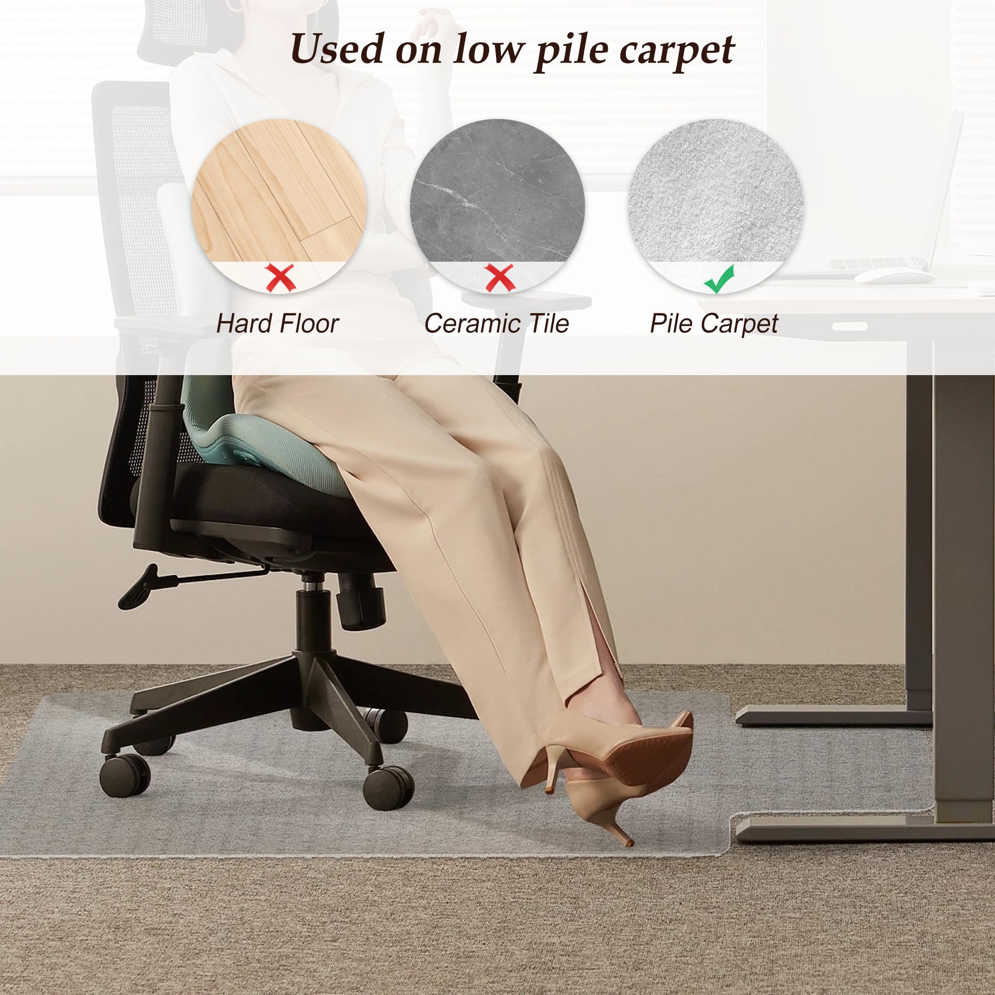 Clear Office Chair Mat for Carpet 36x48