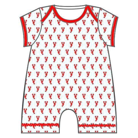 Magnolia Baby Boys' Lobster Printed Short Playsuit - Red | Cute & Comfortable Summer Outfit for Beach, Park & Playdates