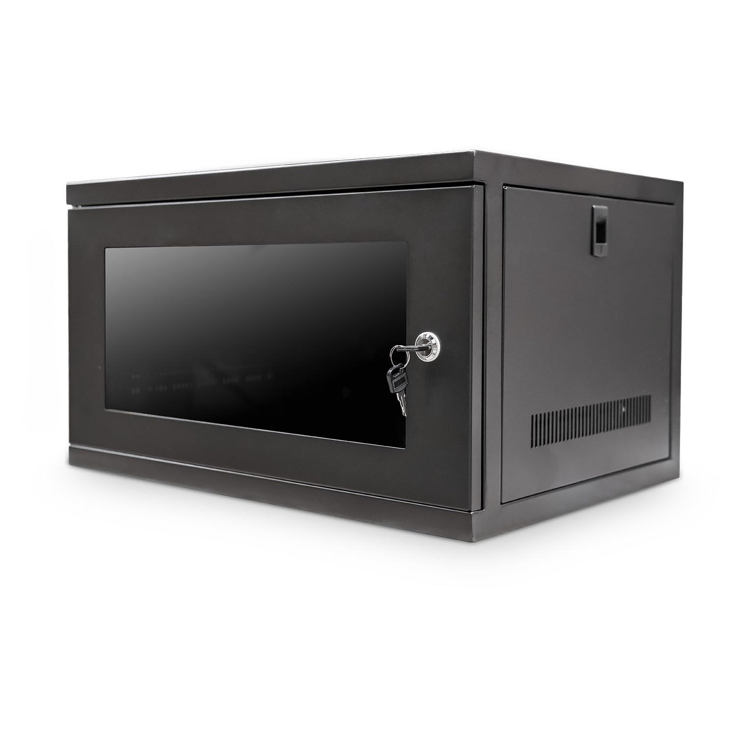 19 Inch Deep Wall Mounted Server Rack Cabinet - 6U Black Network Equipment Enclosure with Lockable Glass Door & Removable Side Panels for Data Center, Home Office & IT Closet Organization