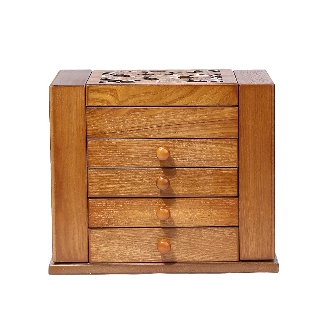 Wooden Jewelry Box for Women - Elegant Jewelry Organizer with Multiple Compartments for Necklaces, Rings, Watches & Accessories | Cherry Wood Storage Box for Dresser, Travel & Gift Giving