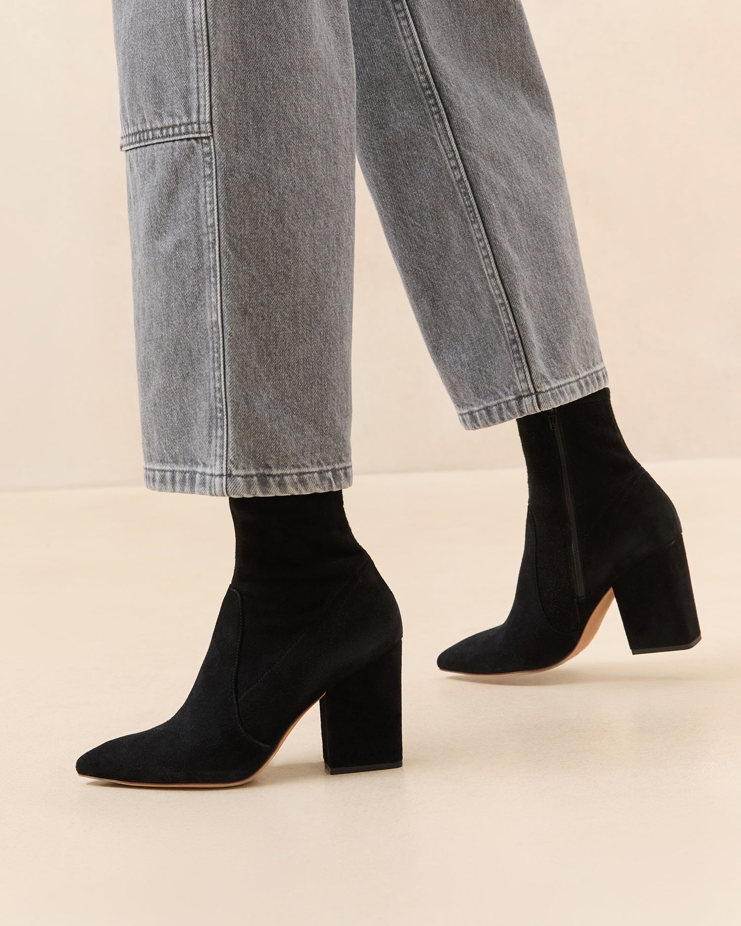 Isla Black Suede Slim Ankle Booties for Women - Stylish Pointed Toe Low Heel Booties | Perfect for Office, Date Night & Fall Fashion