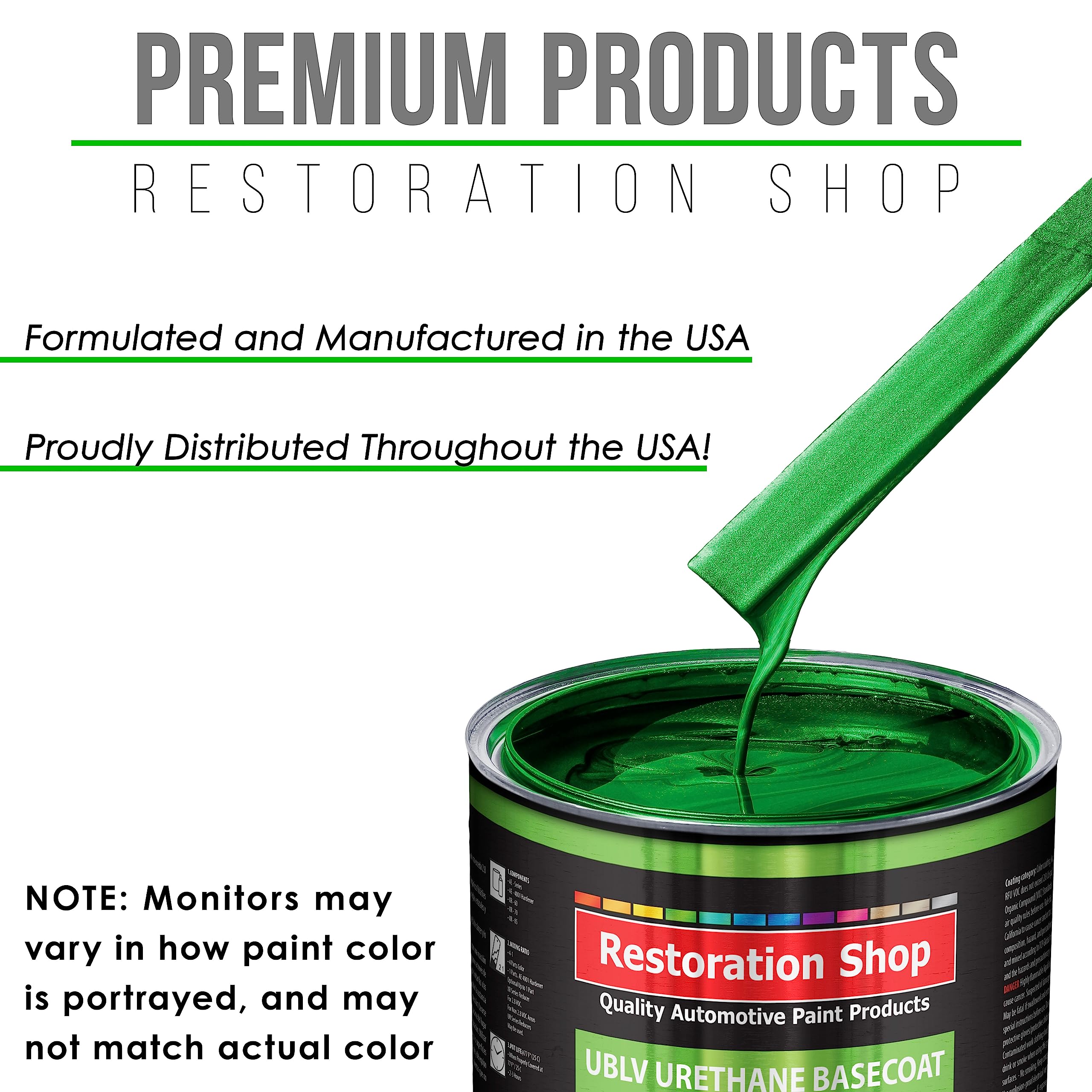 Restoration Shop - Firemist Green Low VOC Urethane Basecoat Auto Paint (1 Gallon) - Professional High Gloss Automotive Refinish Coating for Cars & Trucks - Perfect for DIY Projects & Professional Auto Body Repair