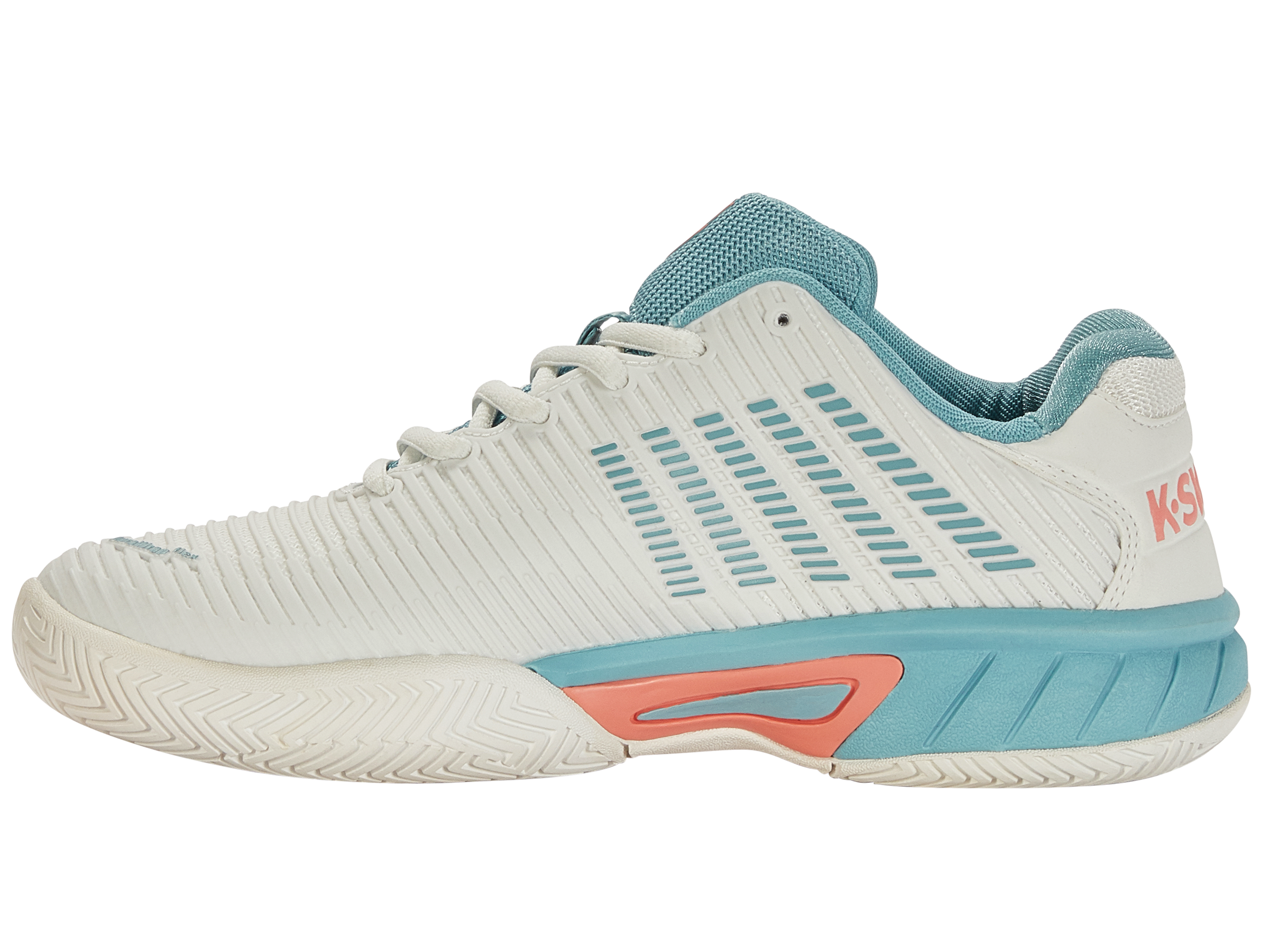 Hypercourt Express 2 Tennis Shoes - Blanc de Blanc/Nile Blue/Desert Flower Colorway | Lightweight & Durable Court Shoes for Women | Perfect for Tennis, Pickleball & Casual Wear
