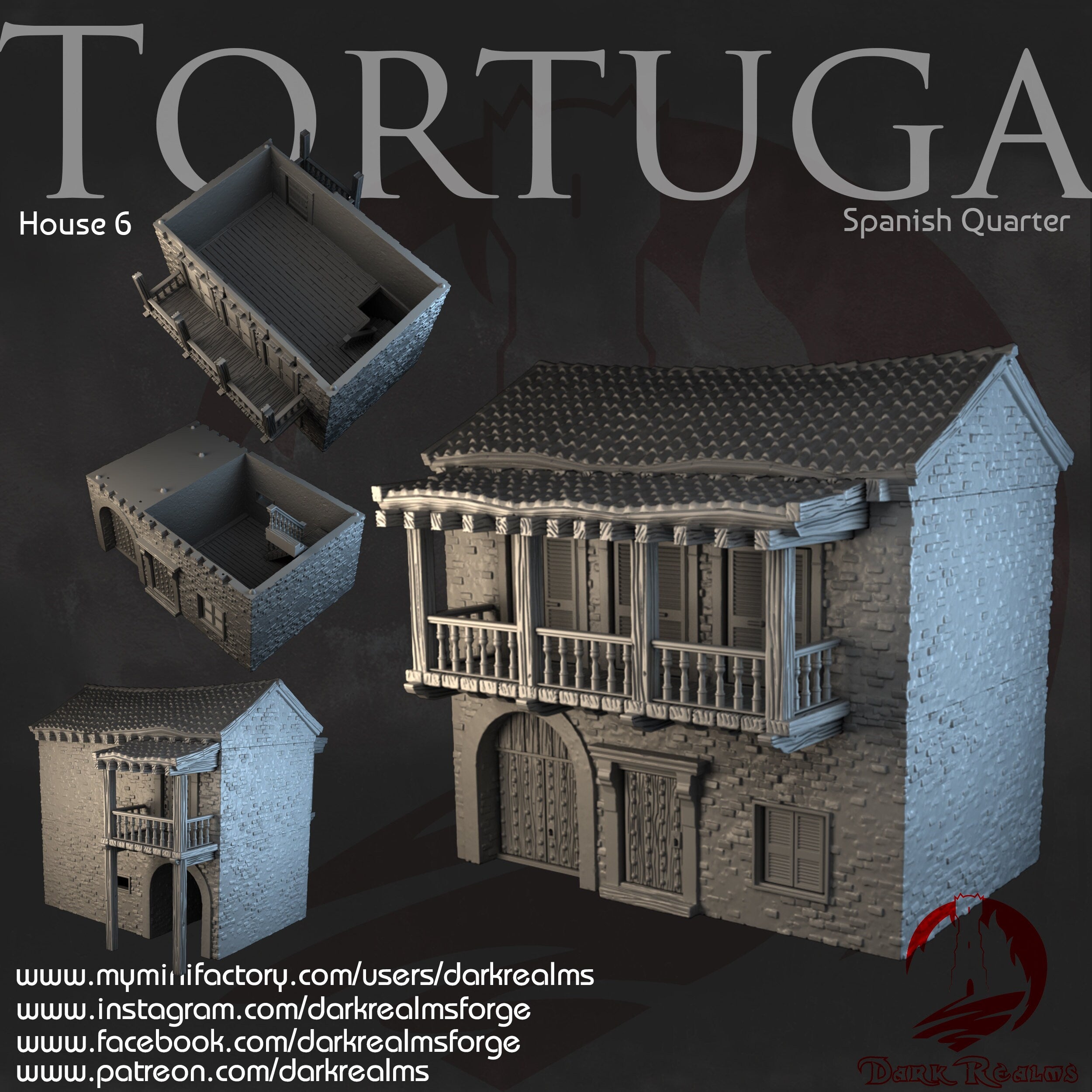 Spanish Quarters Collection Tortuga Pirate Island City Building - Dark Realms Warhammer & Dungeons and Dragons RPG Terrain - Perfect for Tabletop Gaming, Miniature Battles, and Fantasy World Building