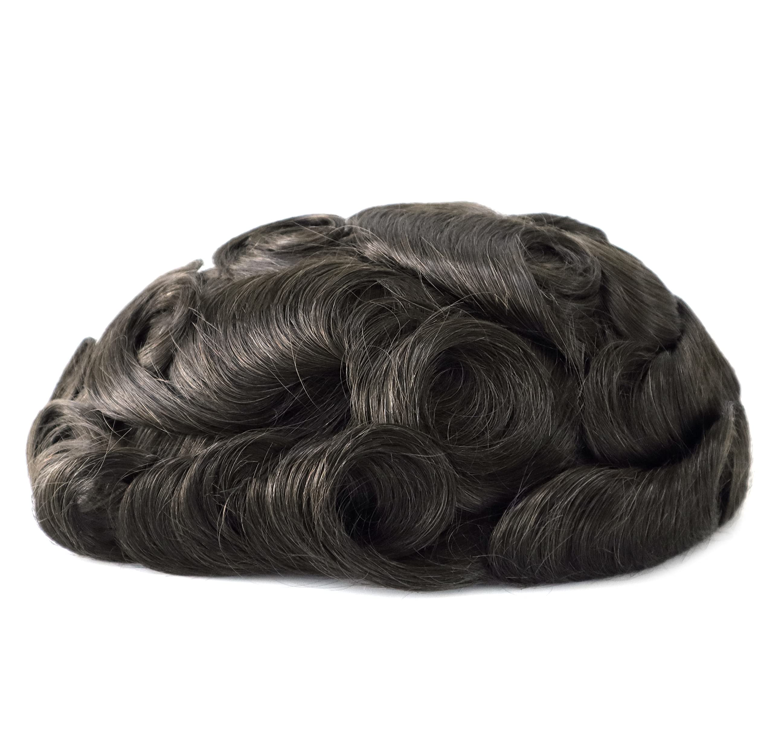 Natural Men's Human Hair Replacement System - Real Gents Hairpiece with Thin Poly Skin & V-Looped Medium Dark Brown Hair (#3) | Perfect for Daily Wear, Special Occasions & Hair Loss Solutions