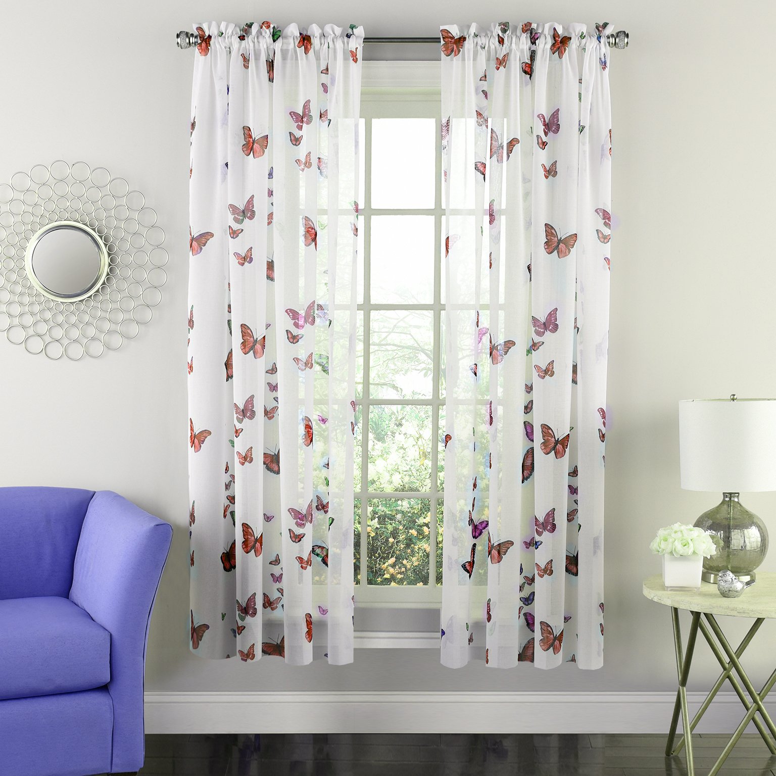 Stylish Butterfly Pink Window Curtains 63