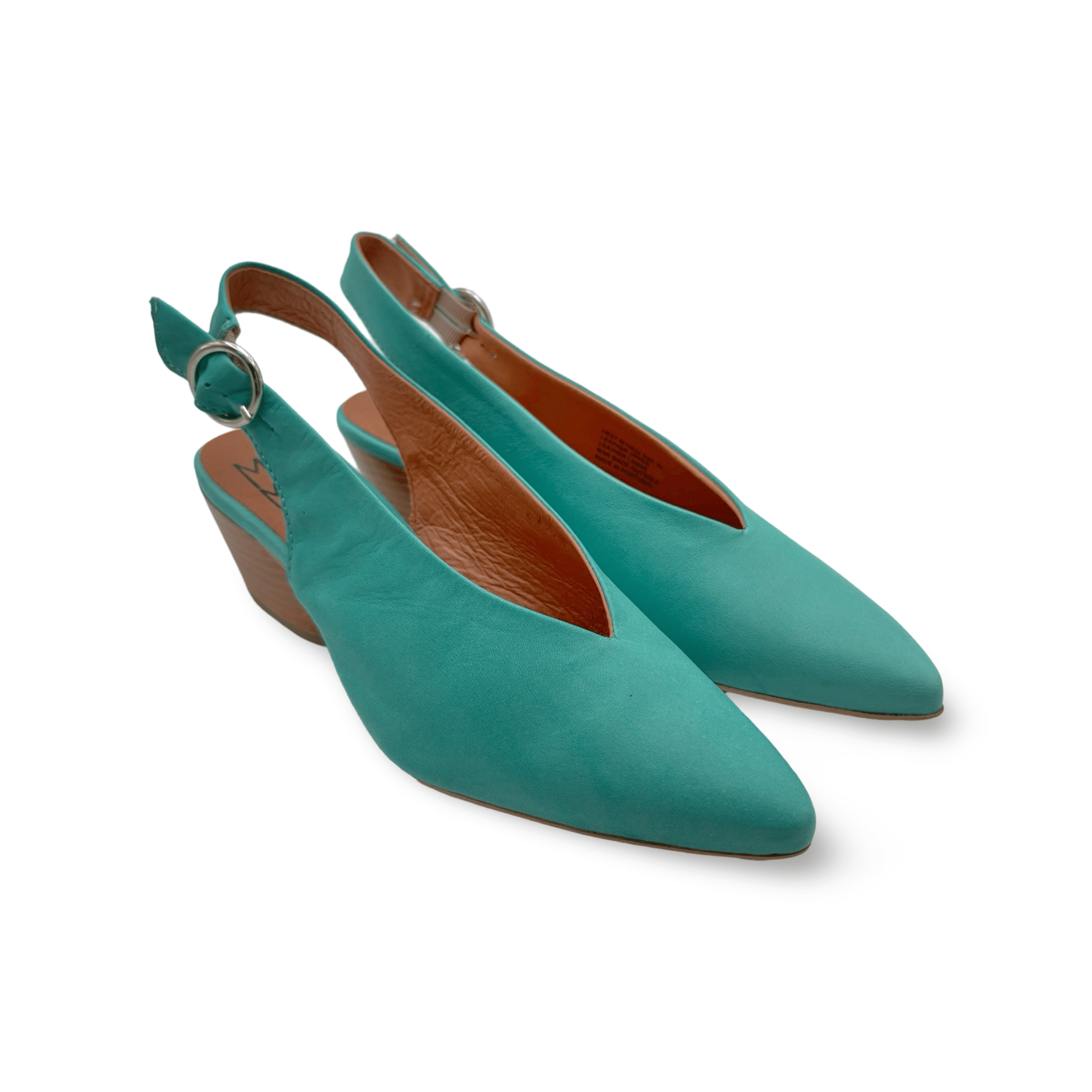 Heide Turquoise Slingback Pumps for Women - Comfortable Mid Heel Dress Shoes for Wedding, Party & Office Wear