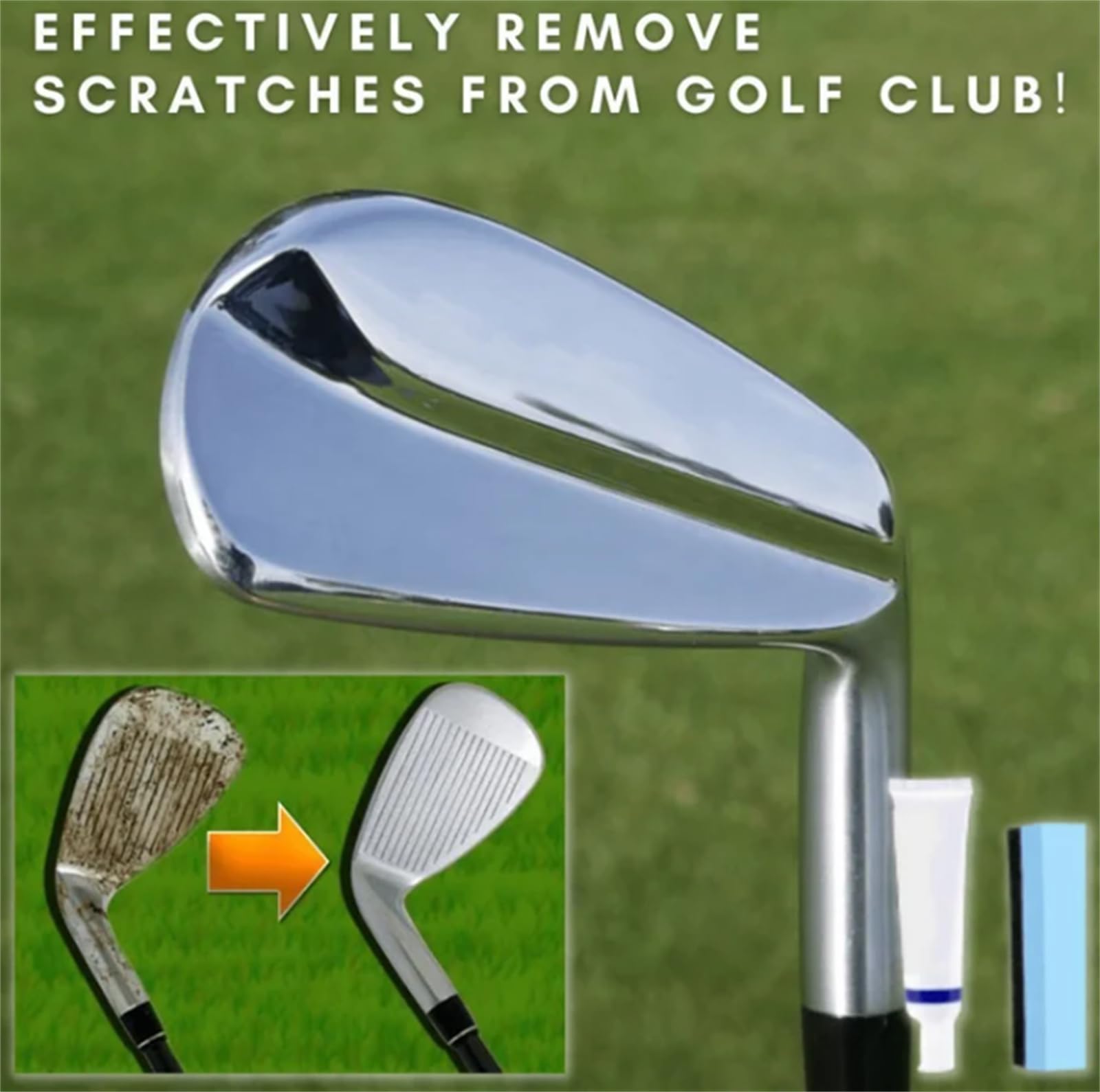 Linstant Golf Club Scratch Remover Kit - 4 Set with Sponge | Effectively Remove Scratches & Restore Golf Clubs | Perfect for Irons, Drivers & Putters | At-Home Golf Club Maintenance & Repair
