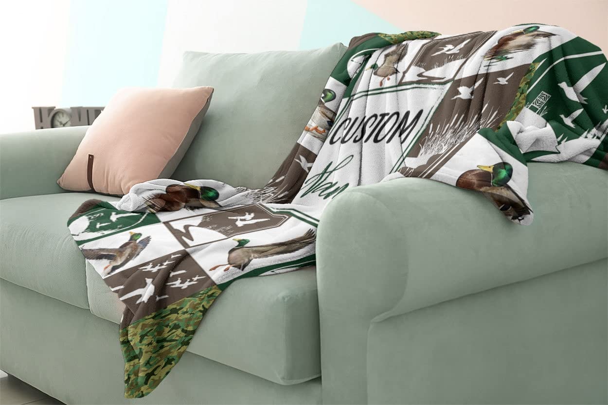 Personalized Mallard Duck Baby Blanket - Custom Name Blanket for Kids & Adults - Super Soft Plush Throw 50x60 Inches - Perfect for Nursery, Gift, or Cozy Family Moments