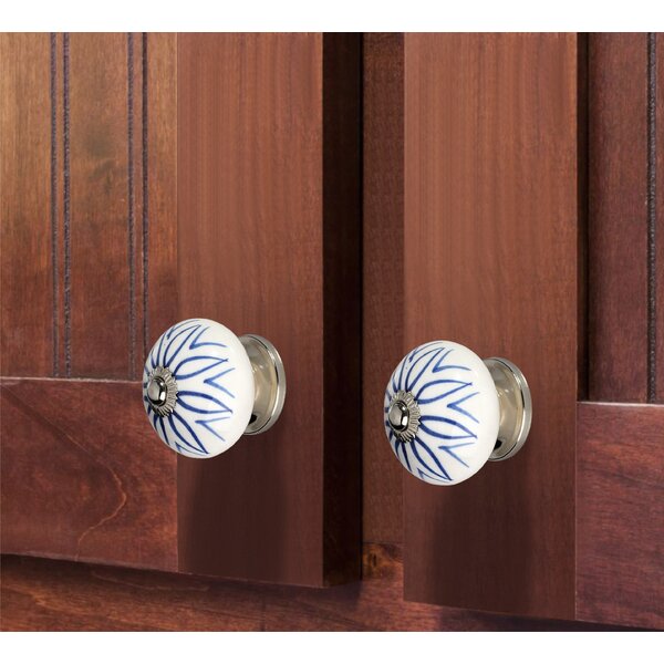 1 5/8 in. (42mm) Blue and White Ceramic Cabinet Knobs - Pack of 10 - Vintage Style Drawer Pulls for Kitchen, Bathroom & Furniture Upgrade