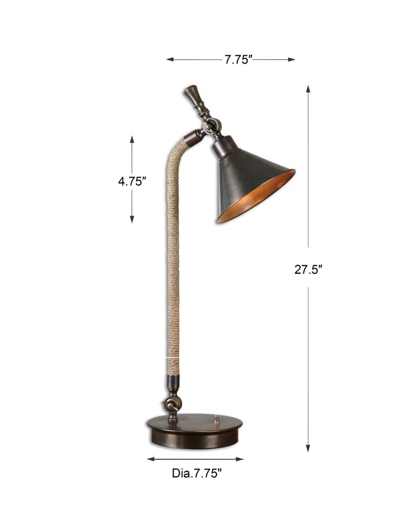Metal Shade Desk Lamp with On/Off Switch - Adjustable Task Lighting for Home Office, Study & Reading - Energy Efficient LED Light for Workspace & Nightstand