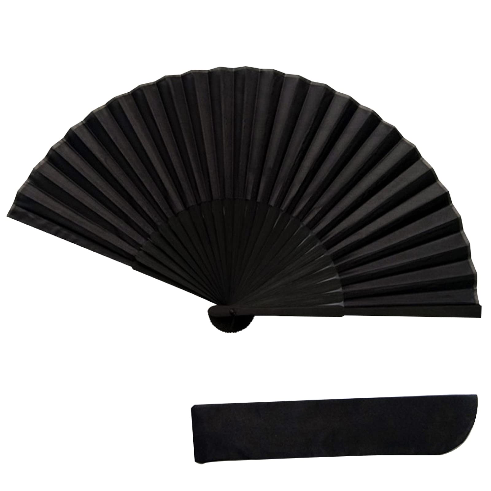2PCS Large Black Folding Silk Hand Fans - Traditional Chinese Thickened Handheld Fan for Men & Women - Perfect for Weddings, Performances, and Outdoor Events