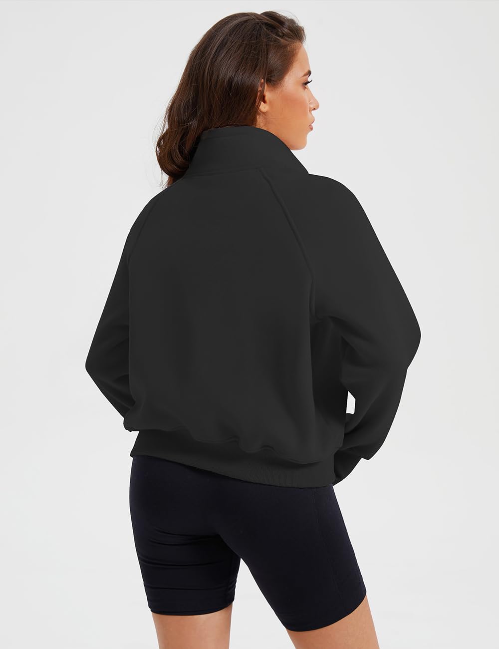 Women's Half Zip Cropped Fleece Hoodie - Quarter Zipper Pullover Sweatshirt with Thumb Holes | Fall Fashion Long Sleeve Top for Casual Wear, Workouts & Outdoor Activities