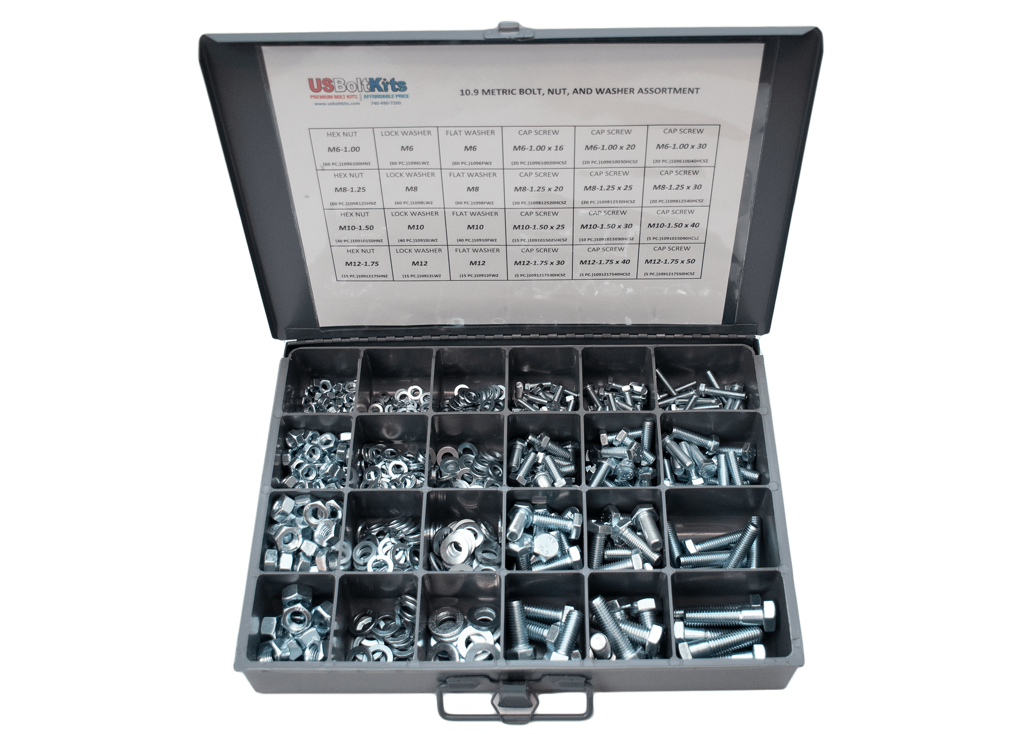 690-Piece Metric 10.9 Coarse Thread Assortment Kit - High Strength Bolts, Nuts & Washers for Automotive, Machinery & DIY Projects