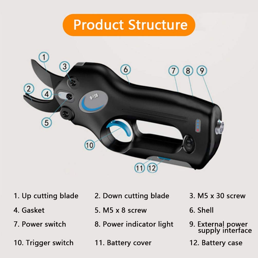 Electric Pruning Shears 150W - Rechargeable Lithium Battery Garden Shears with 2 Batteries - Perfect for Tree Trimming, Bush Pruning & Landscaping