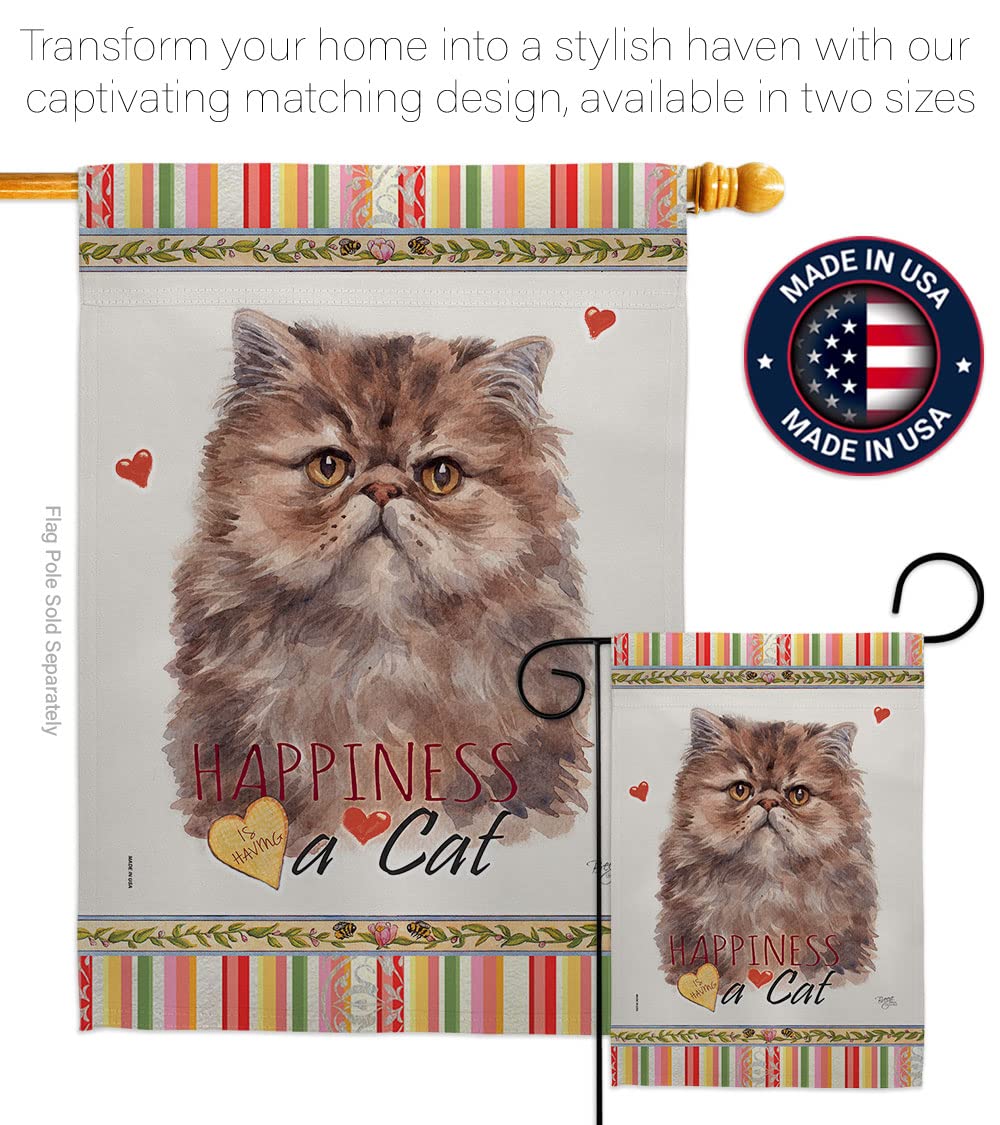Persian Cat Garden Flag Set with Stand - Double-Sided Yard Decor for Pet Lovers