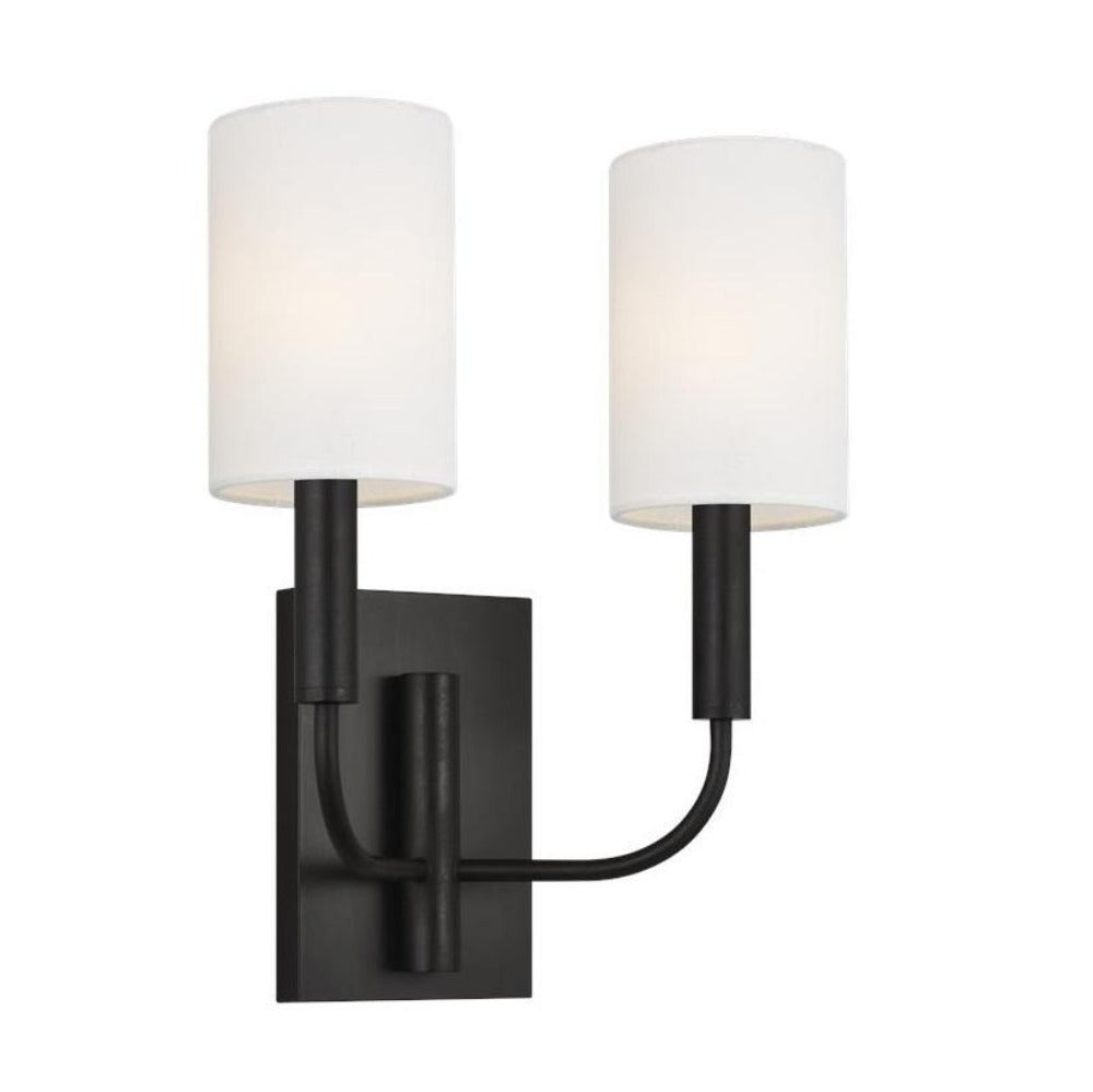 Grange 2 Light Wall Sconce - Modern Farmhouse Wall Lighting Fixture for Bedroom, Living Room & Hallway - Matte Black Finish