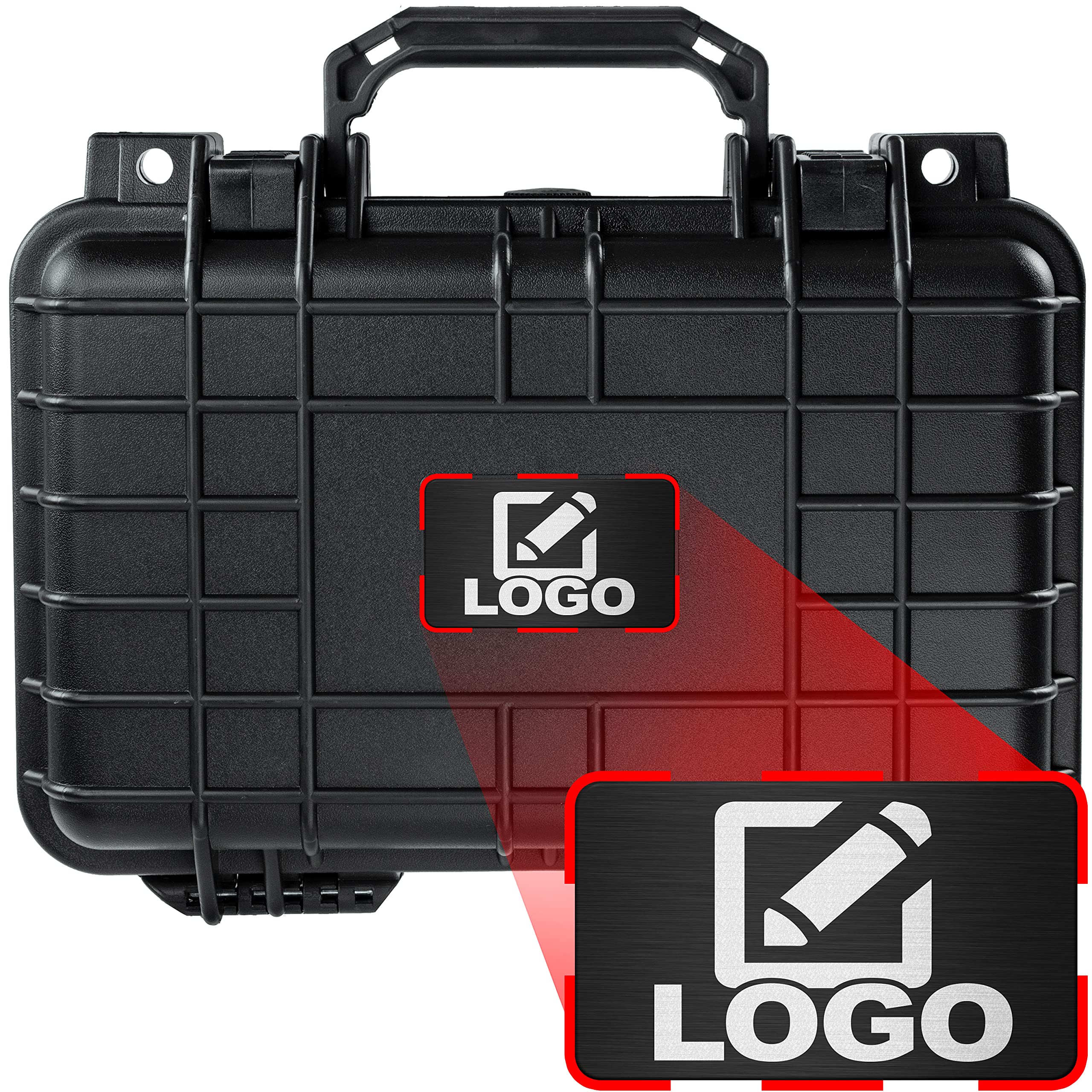 Eylar Hard Gun Case with Custom Logo Plate - Waterproof & Shockproof TSA Approved Rifle Case (11.6x8.3x3.8 Inches) with Protective Foam - Perfect for Firearm Storage, Travel & Outdoor Shooting Range Use