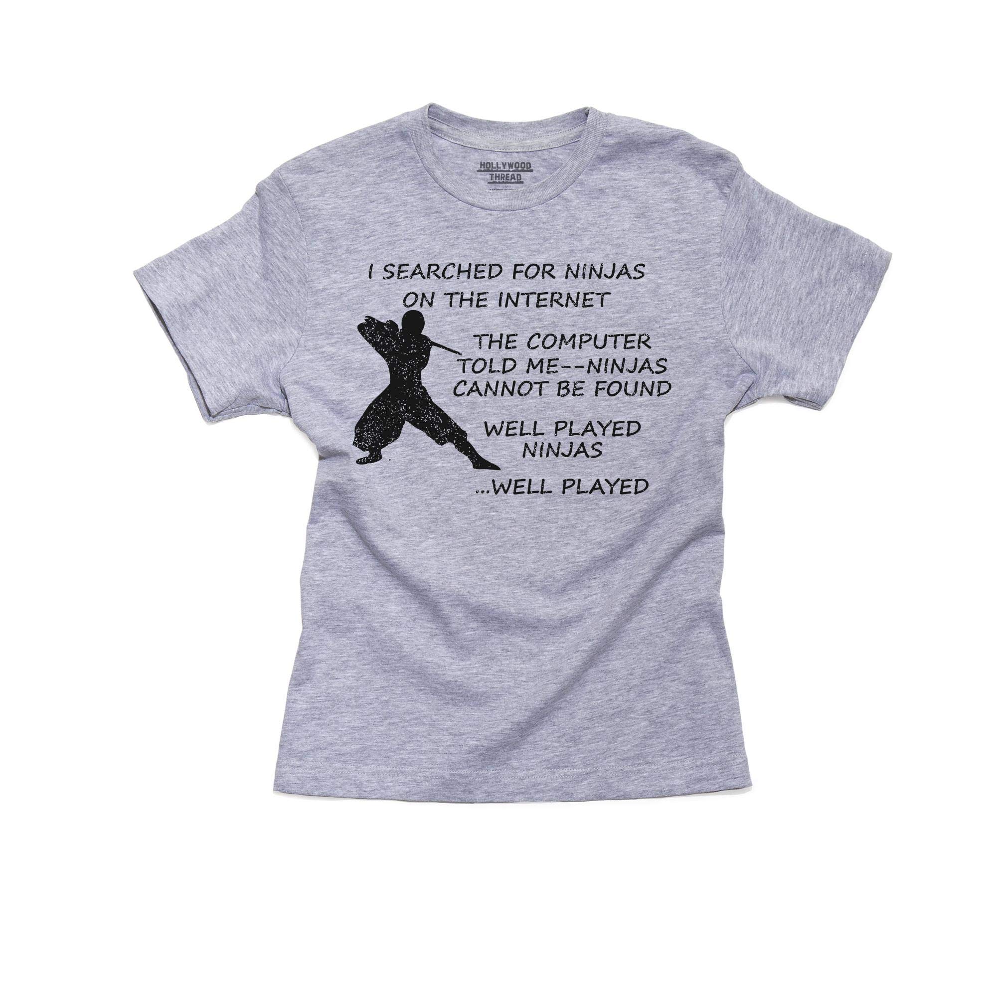 Ninja Computer Search Not Found - Funny Well Played Ninjas Cotton Youth T-Shirt for Gaming & Tech Enthusiasts | Perfect Gift for Gamers & Programmers