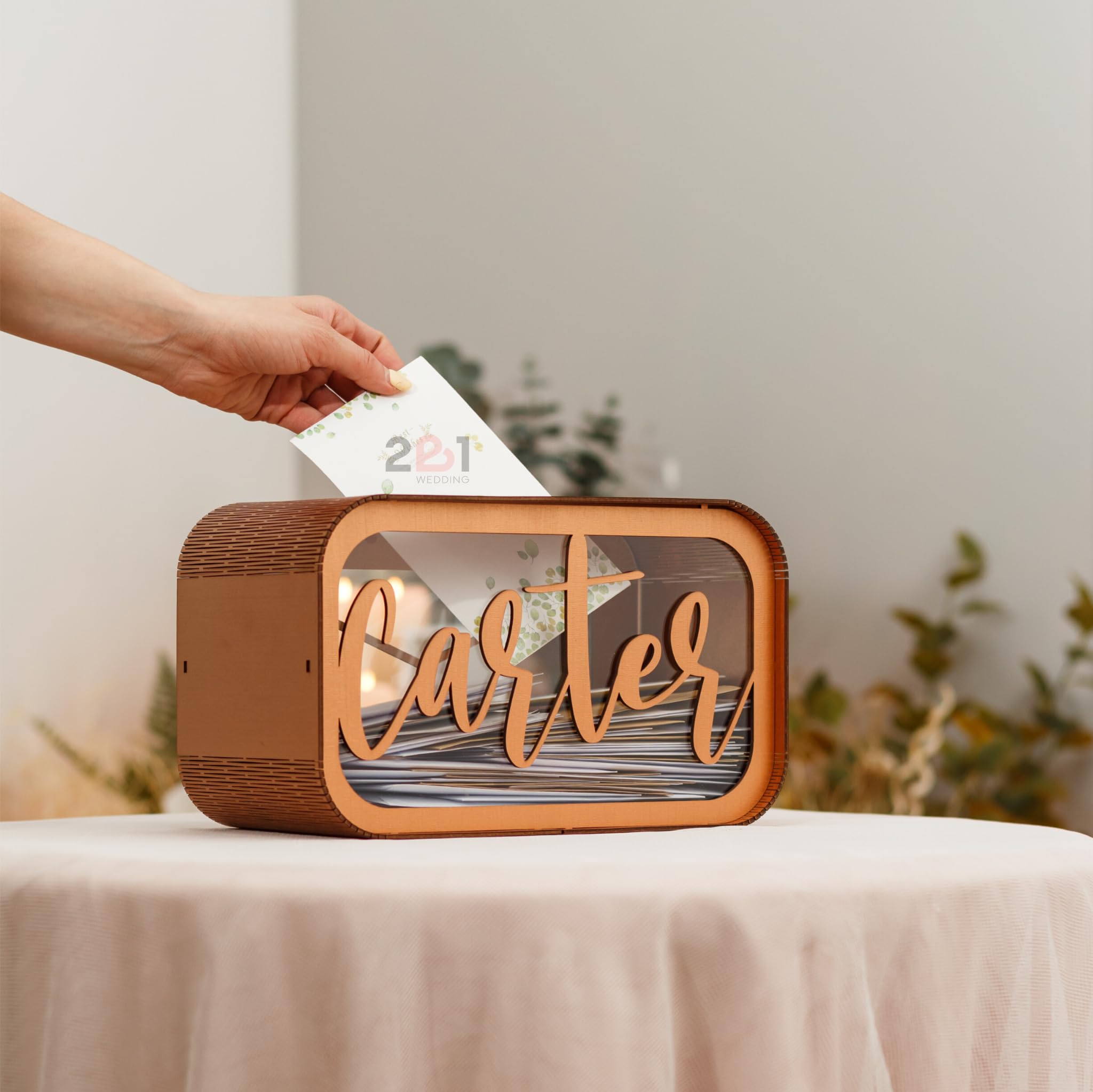 Personalized Wooden Wedding Card Box Holder with Slot - Rustic Keepsake Gift Envelope Box for Outdoor Ceremony Decorations | Perfect for Wedding Showers, Receptions, and Anniversary Parties