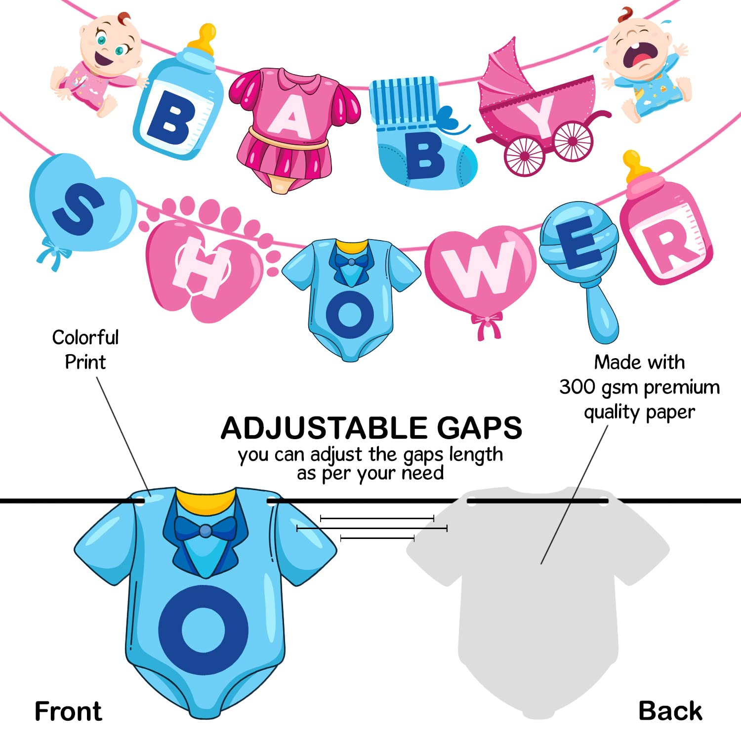 Zyozique Baby Shower Decorations Set - 26-Pack Party Supplies with Letter Paper Banner & Balloons for Gender Reveal, Newborn Celebration - Perfect for Nursery Decor and Baby Shower Theme Parties