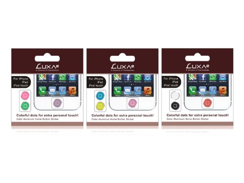 LUXA2 LHA0096-B Aluminum Smartphone Home Button Combo Pack (Blue, Pink, Yellow) - Durable Replacement Button for iPhone & Android - Perfect for DIY Repairs & Customization