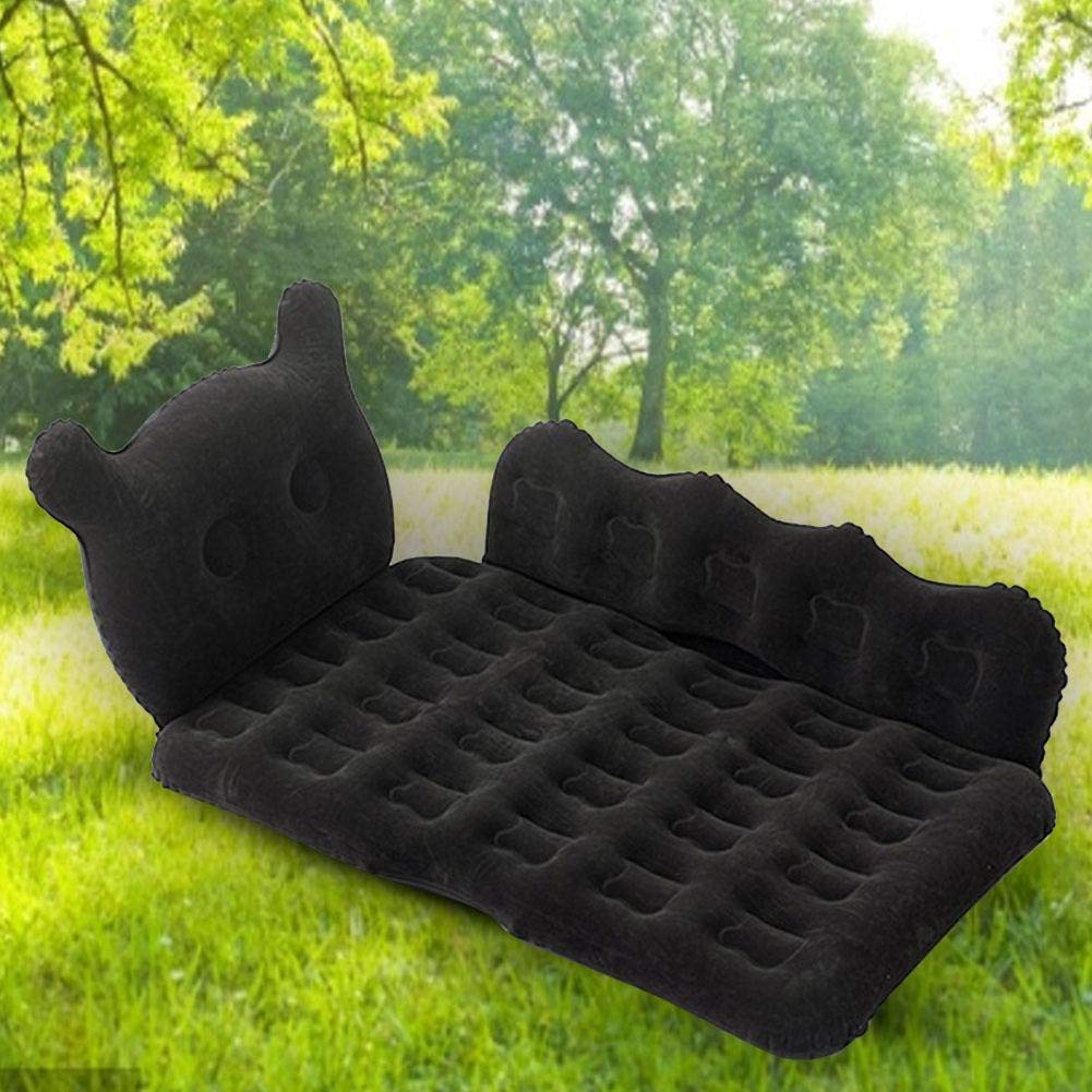 Inflatable Car Air Mattress with Pump - 135 X 80cm Thickened Flocking Fabric Back Seat Sleeping Pad for Travel & Camping | Portable Air Bed for Road Trips, Outdoor Adventures & Emergency Use